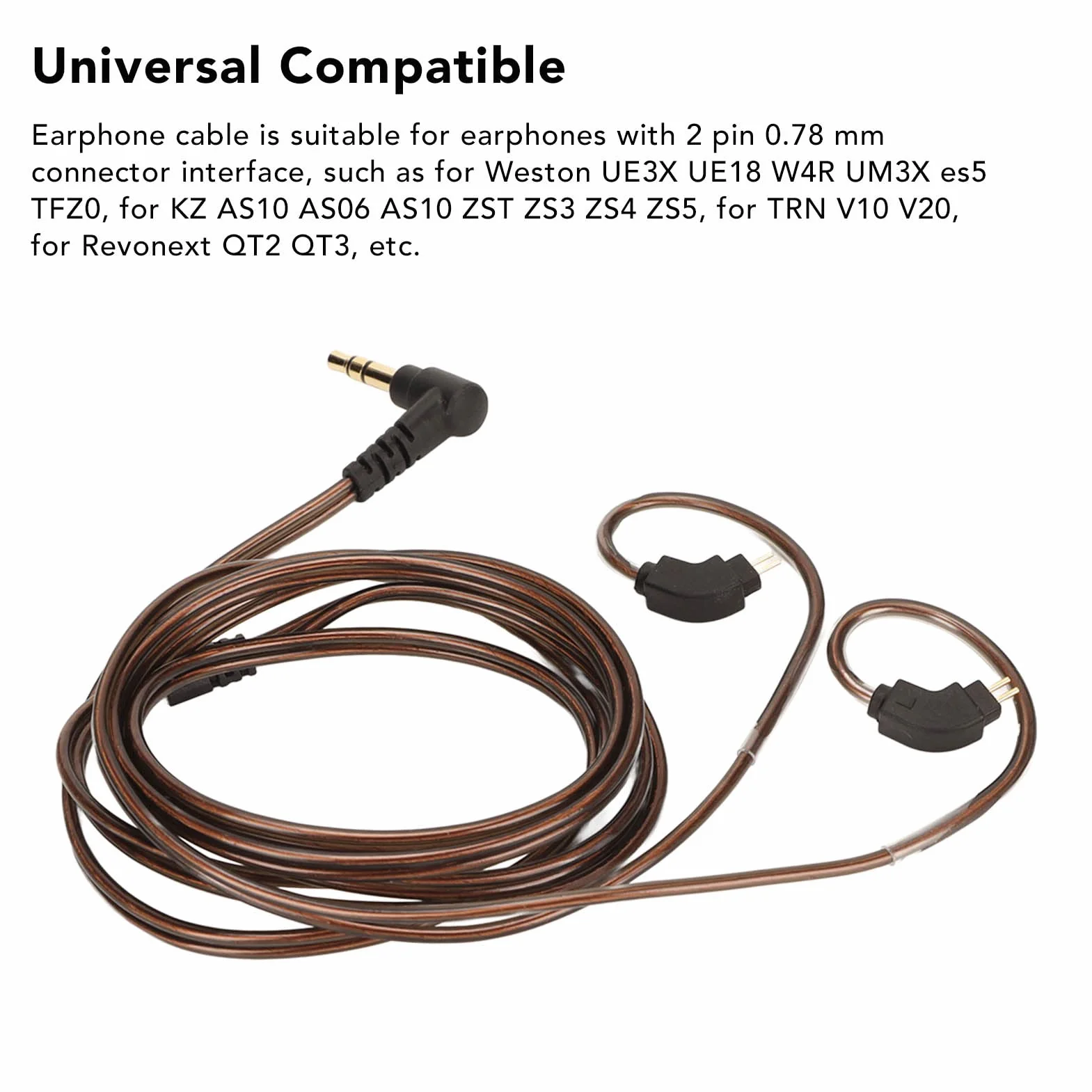 Kabel Słuchawkowy 2Pin 0.78mm 120cm Miedź Beztlenowa do AS10 AS06 ZST ZS3 ZS4 ZS5