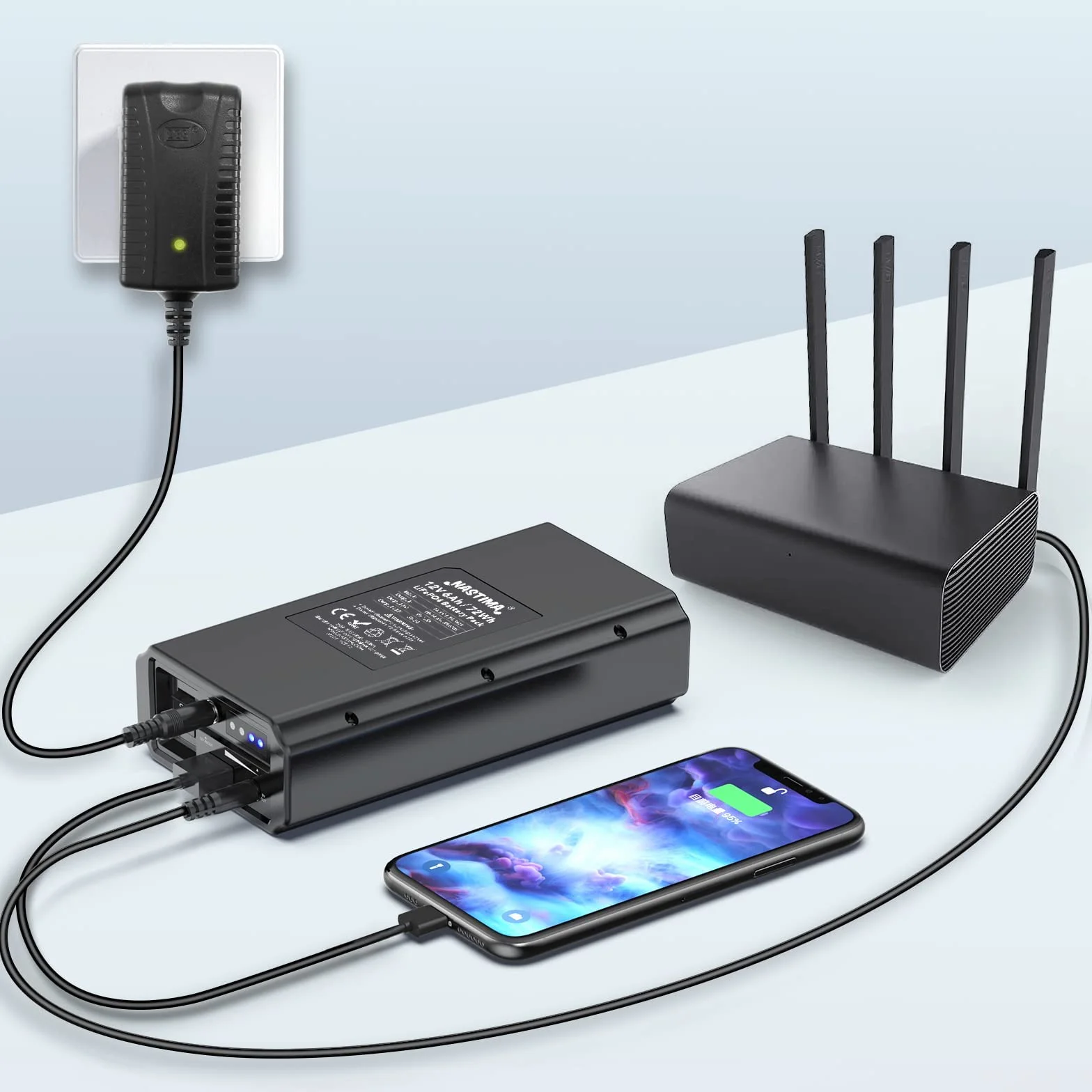 NASTIMA Powerbank LiFePO4 12V 6000mAh z podwójnym wyjściem 12V 9V DC i 5V USB