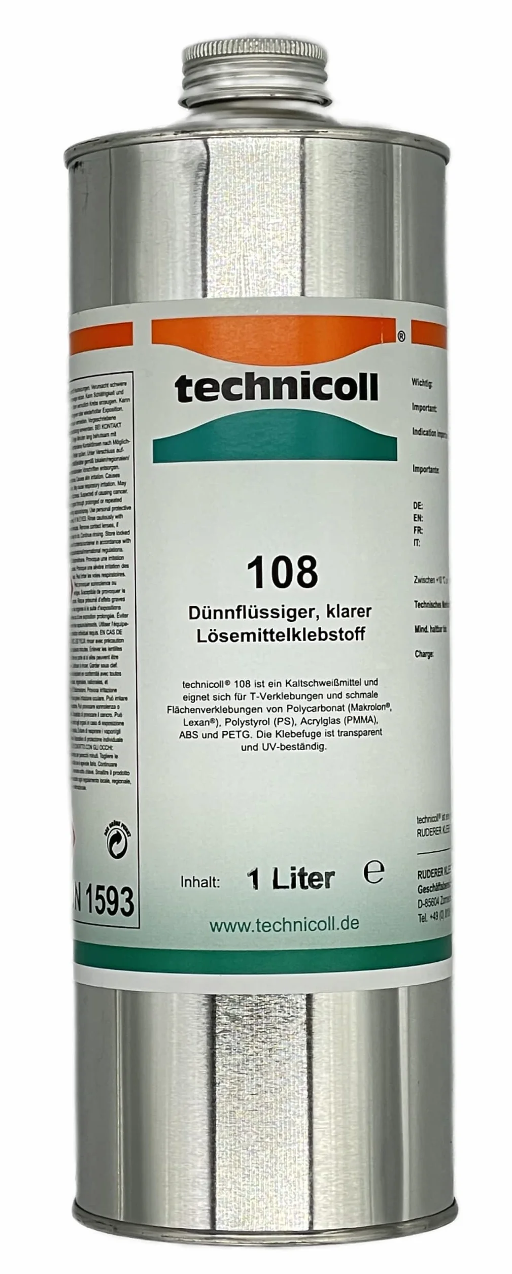 Technicoll 108 klej PCV, klej rozpuszczalnikowy, poliwęglan, tworzywo sztuczne, szkło akrylowe, PMMA