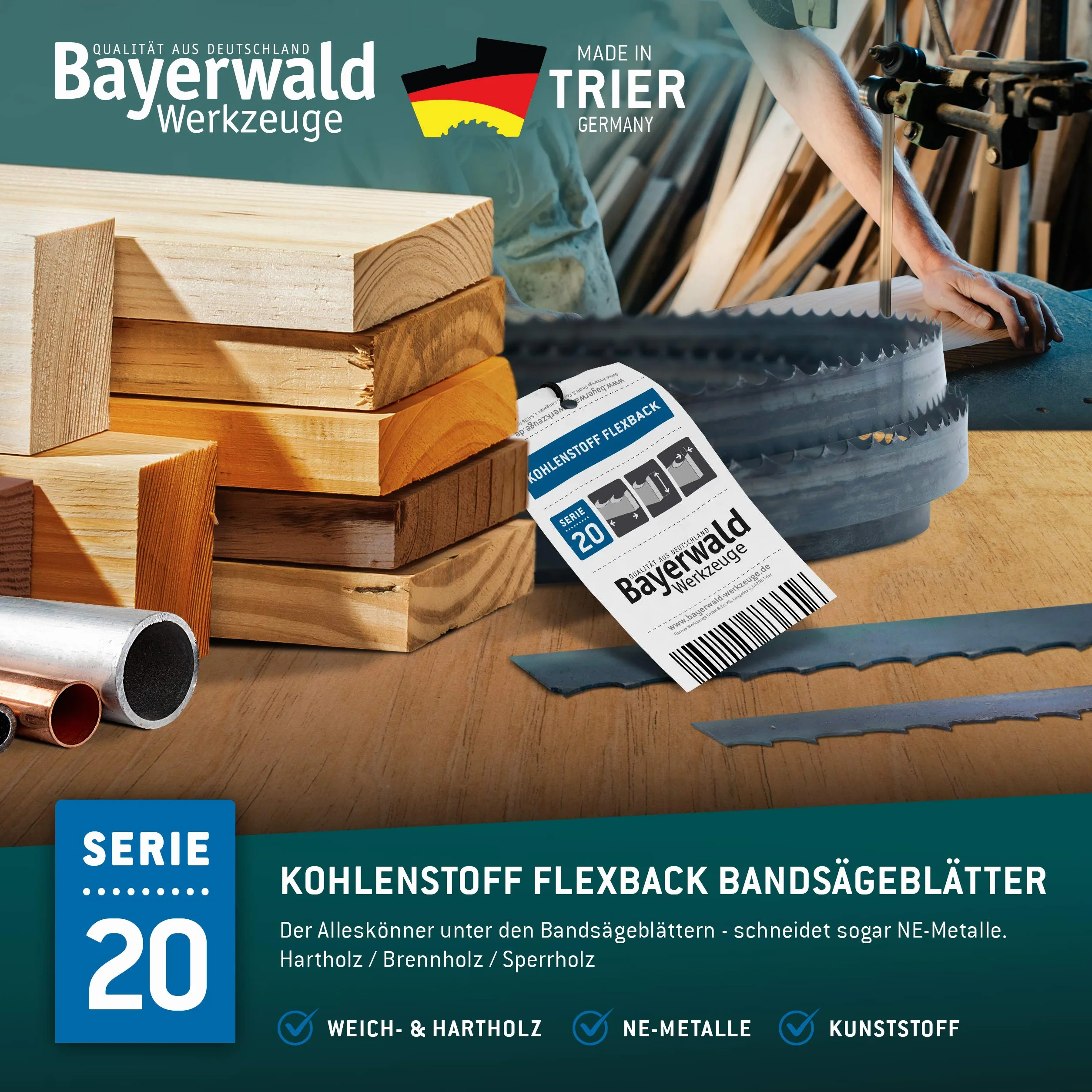 Bayerwald brzeszczot do piły taśmowej ze stali narzędziowej - 1425 x 6 x 0,36 x 6 / drewno, metale nieżelazne, tworzywo sztuczne, cienkie blachy/taśma do piły pasuje do Interkrenn BS 10