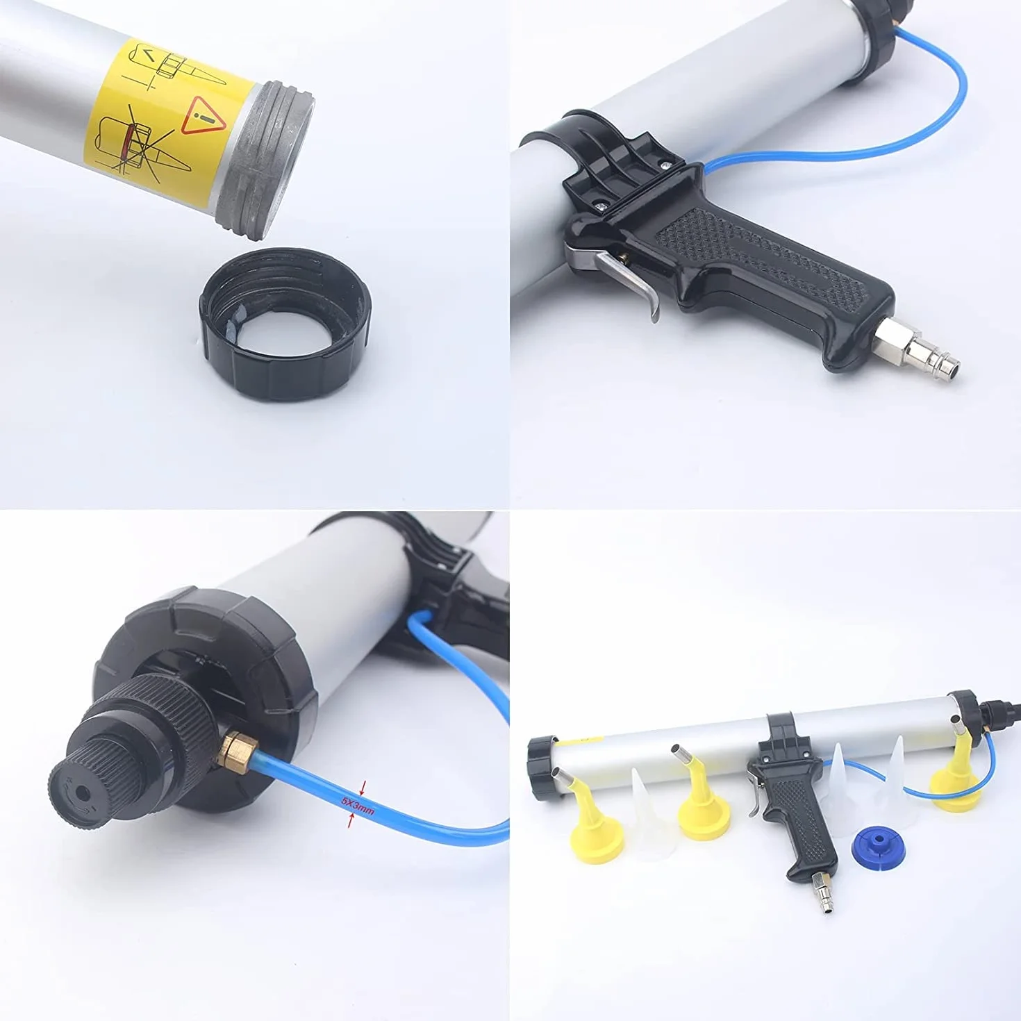 600Ml pneumatyczny pistolet do uszczelniania kiełbas, 15 cali pneumatyczny pistolet pneumatyczny do gumy narzędzie do aplikatora uszczelniacza pistolet do uszczelniacza silikonowego