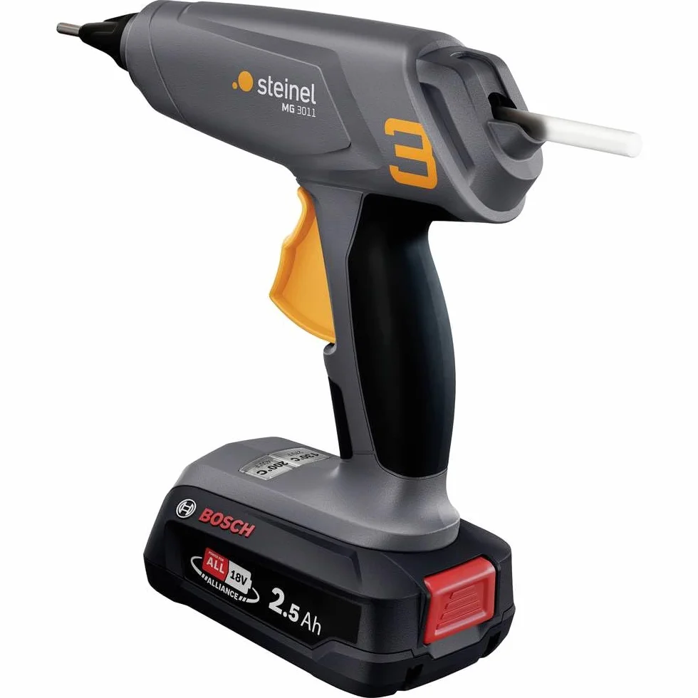Steinel MobileGlue 3011 zestaw pistoletów do klejenia akumulatorów, zawiera akumulator PFA 2,5 Ah, bezprzewodowy pistolet do klejenia na gorąco 11 mm, 2 poziomy temperatury