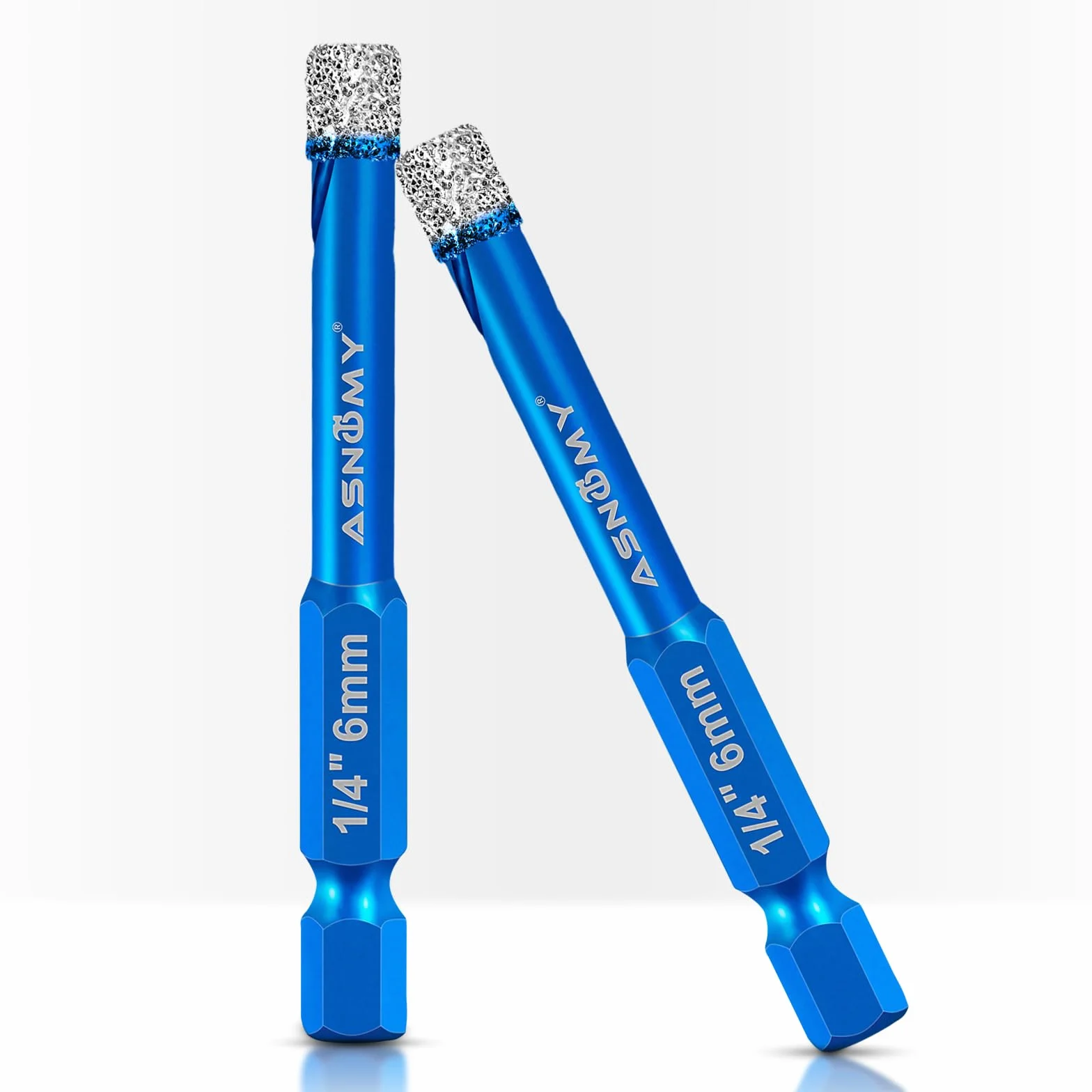 ASNOMY 2 x 6 mm diamentowe wiertła do płytek, szkła, 6 mm, do twardych płytek, ceramiki, marmuru i granitu