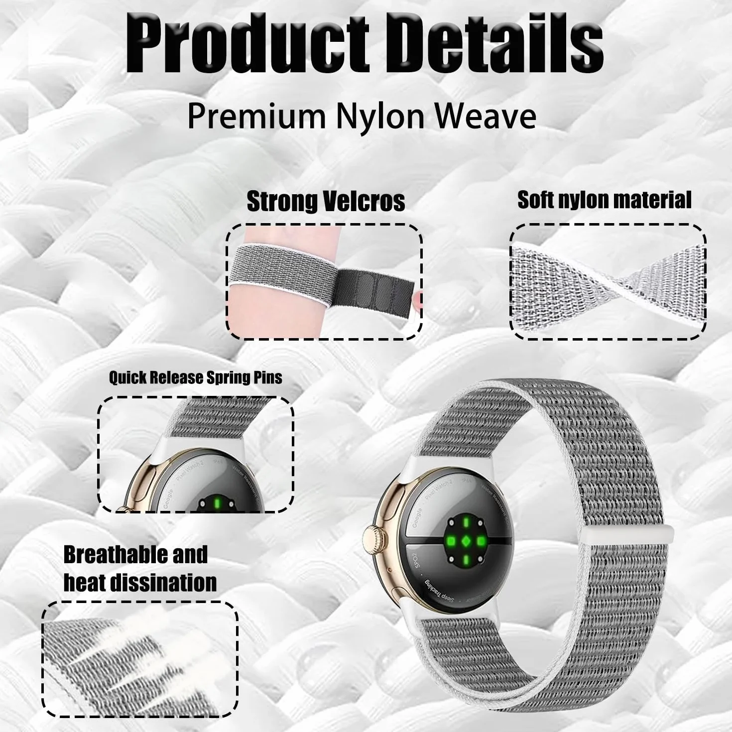 Pleciony nylonowy pasek sportowy do Google Pixel Watch 4/3/2/1 41 mm