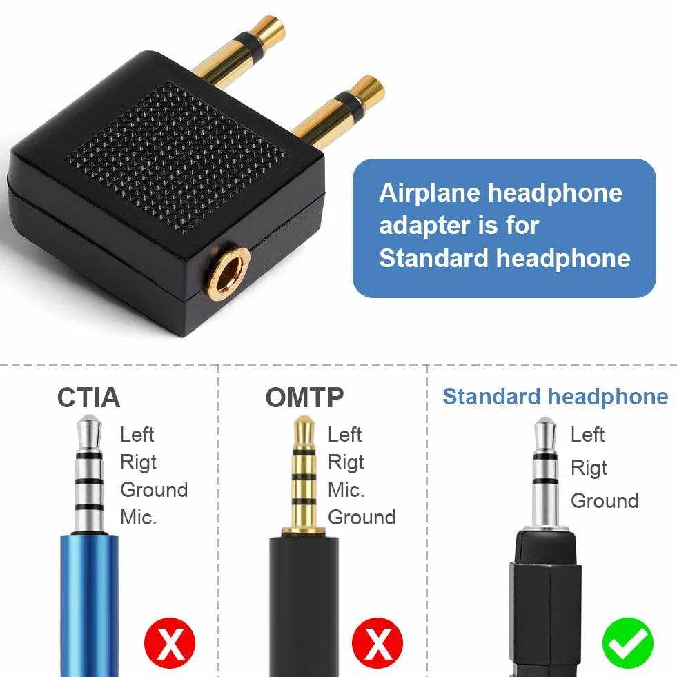 Adaptery do słuchawek lotniczych AXFEE 2 sztuki pozłacane 3,5 mm