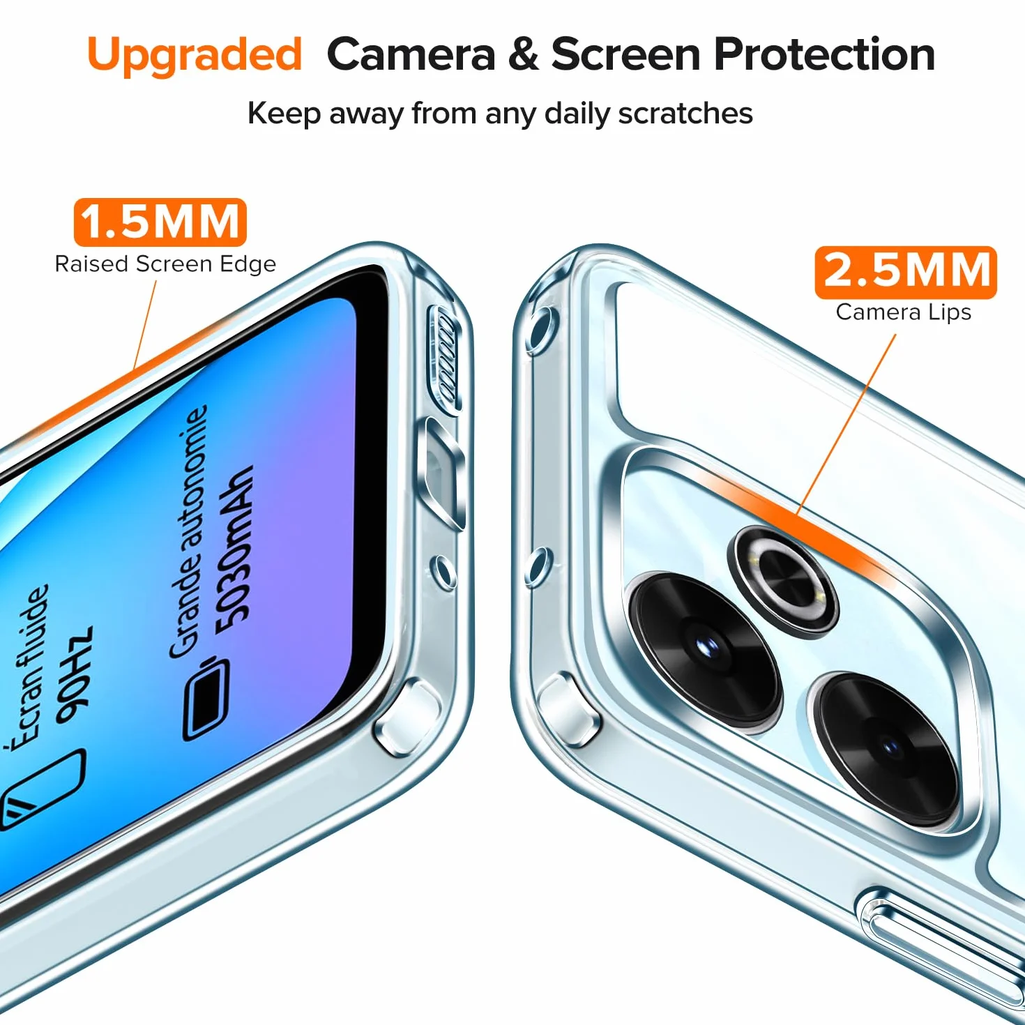 ivoler Etui antyjasnożółte do Xiaomi Redmi 13 4G/ Poco M6 4G z 2 sztukami szkła hartowanego [ochrona wojskowa] Odporne na wstrząsy przezroczyste, odporne na wstrząsy etui ochronne ochrona przed