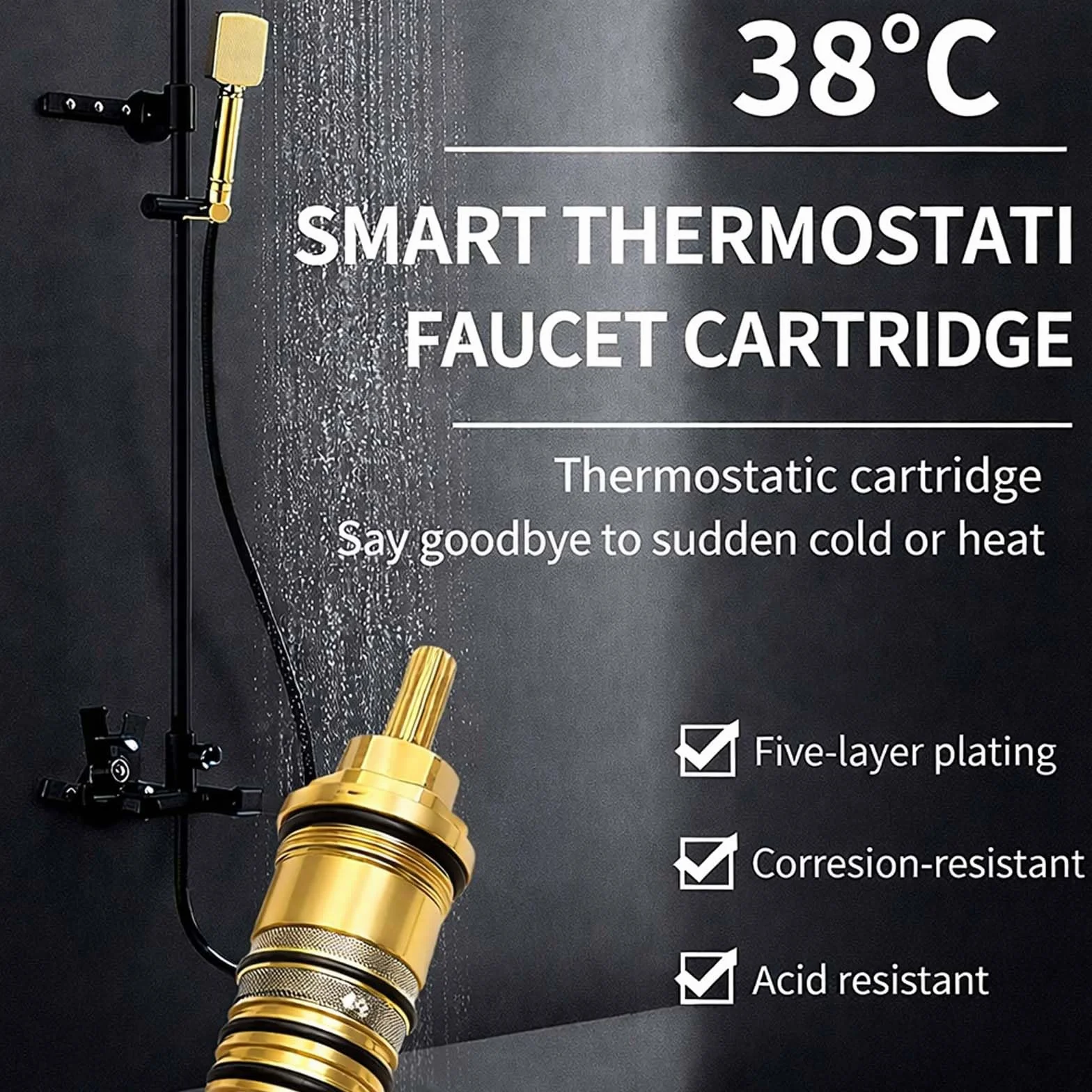 94282000 jednostka regulacji temperatury, mosiądz, część zamienna kompatybilna z termostatami Hansgrohe Ecostat i słuchawkami prysznicowymi
