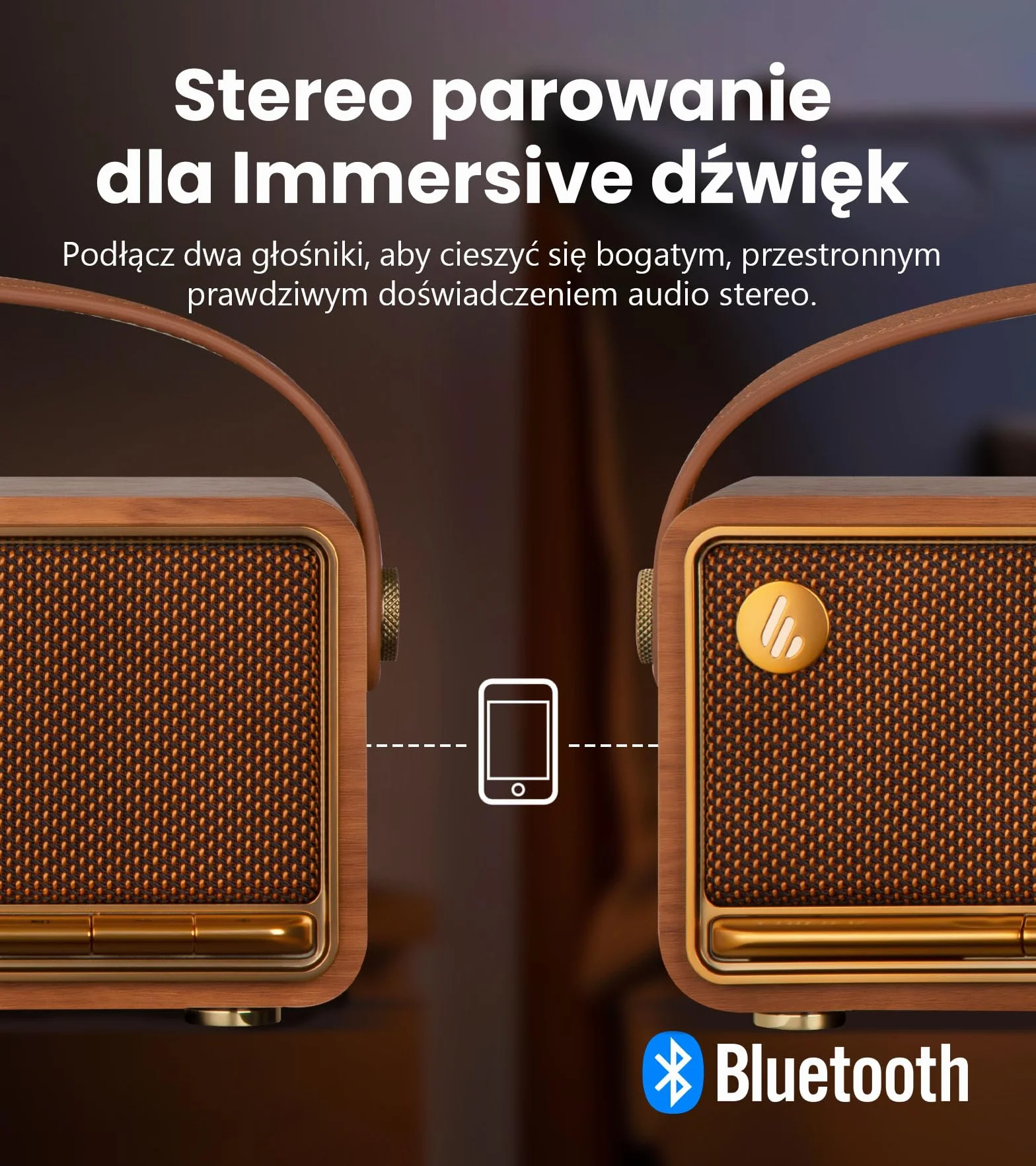 Edifier MP330 Przenośny głośnik Bluetooth 40 W RMS Hi-Res Stereo 360° 19 h Brązowy