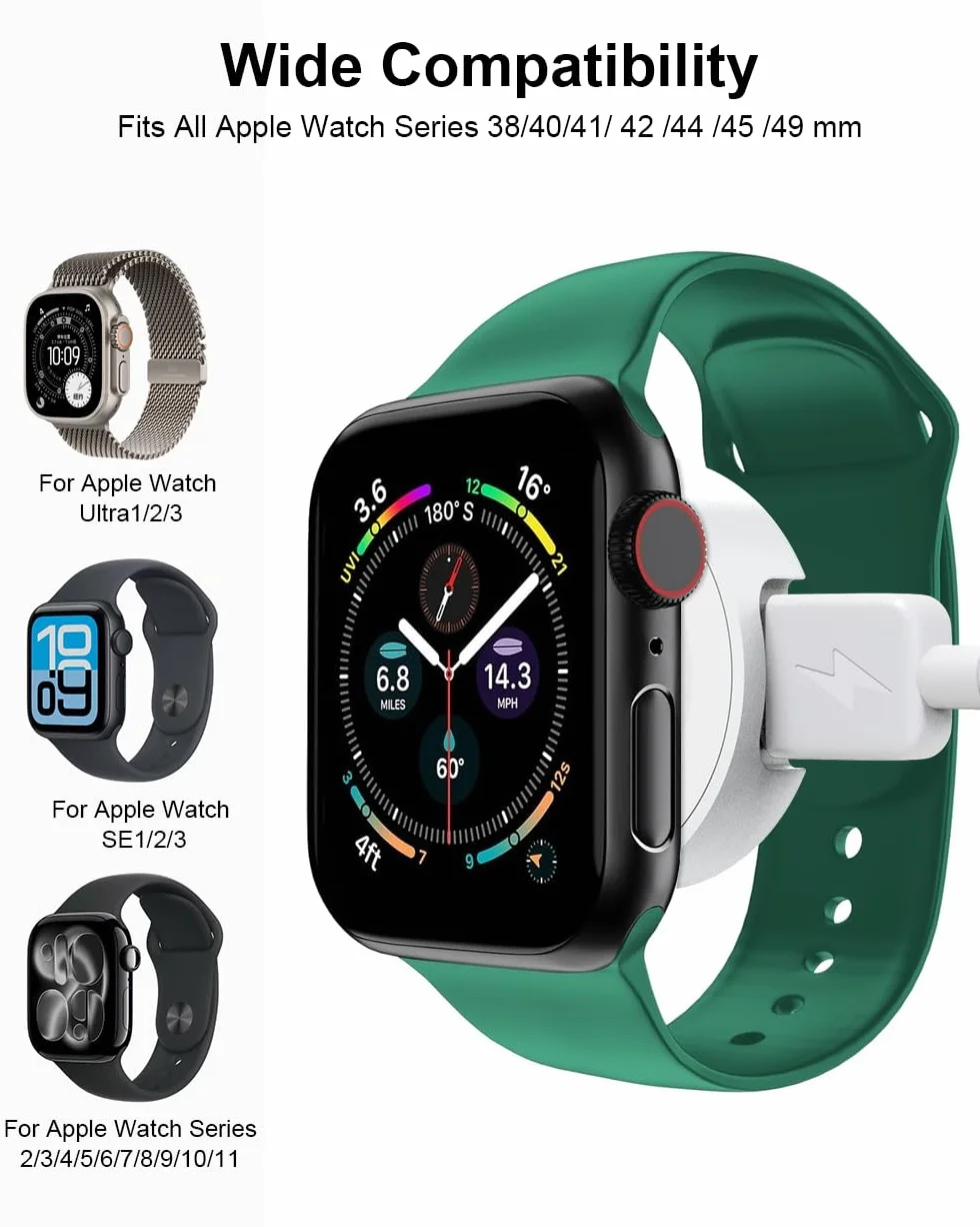 Ładowarka magnetyczna bezprzewodowa Apple Watch USB C 5 W szybkie ładowanie iWatch Series Ultra 3/11/10/9/8/7/6/SE3/SE2/5/4/3/2 biała z kablem