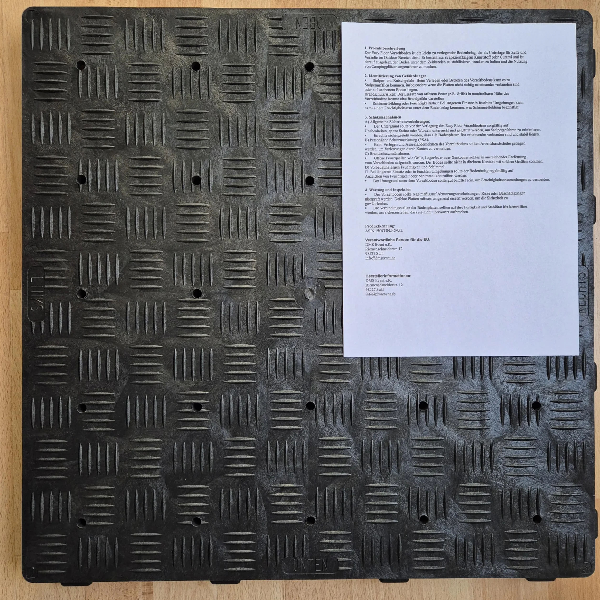 Easy Floor Podłoże do namiotu, płyty podłogowe z tworzywa sztucznego, 50 x 50 x 5 cm, 4 szt. (1 m²)