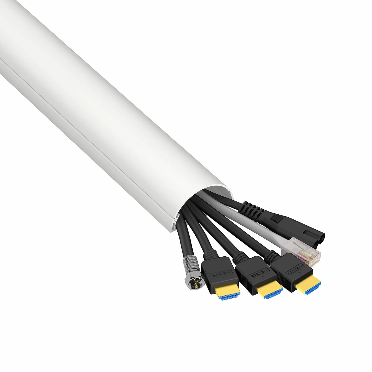 D-Line Maxi kanały kablowe, montowane na ścianie, do telewizora, do malowania, półokrągłe, samoprzylepne osłony kabli, zarządzanie kablami na biurko, 2 x 50 mm (szer.) x 25 mm (wys.) x długość 1 m -