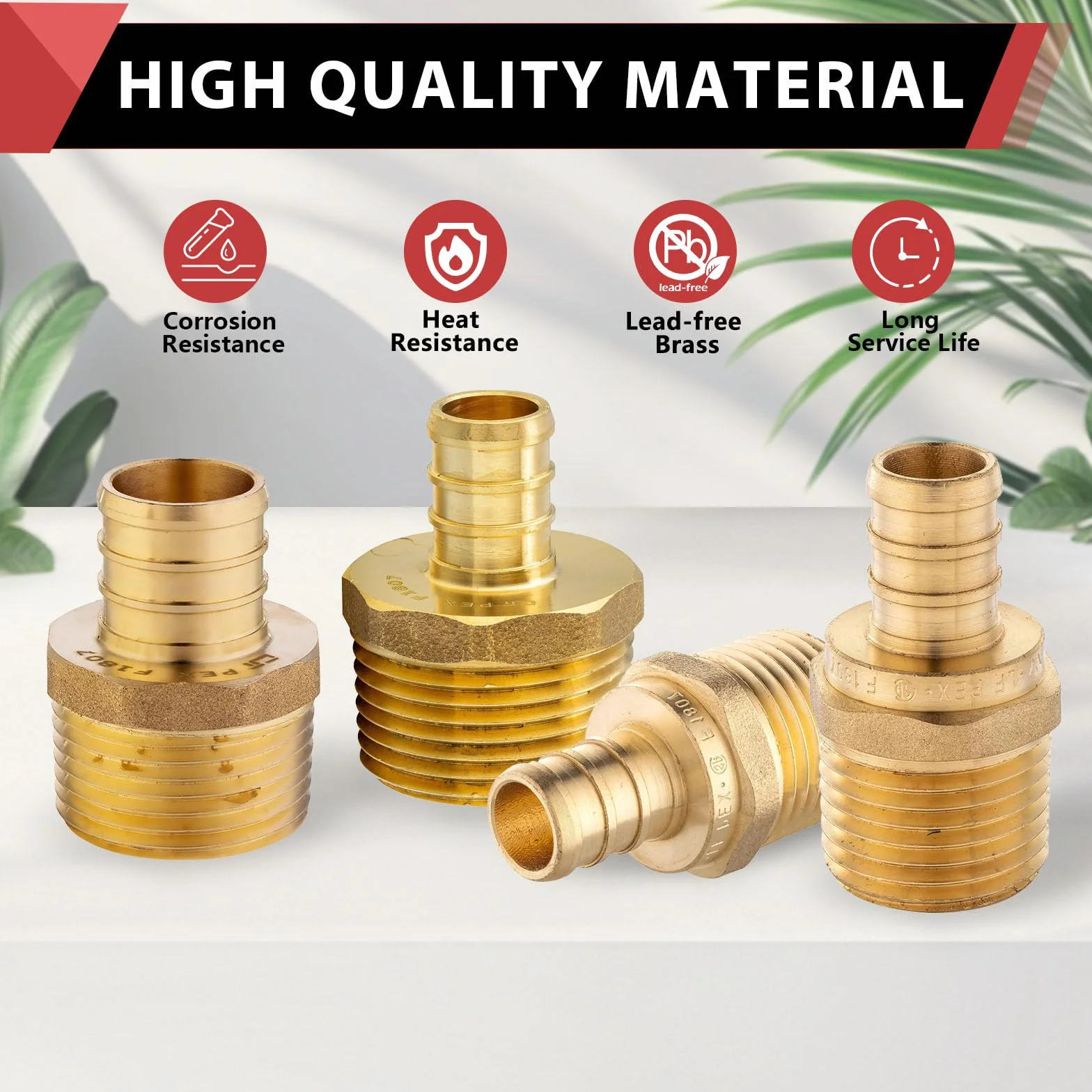 (5 szt.) EFIELD PEX 1/2 cala x 3/4 cala NPT męski adapter zaciskowy mosiężny (bez ołowiu) -5 sztuk
