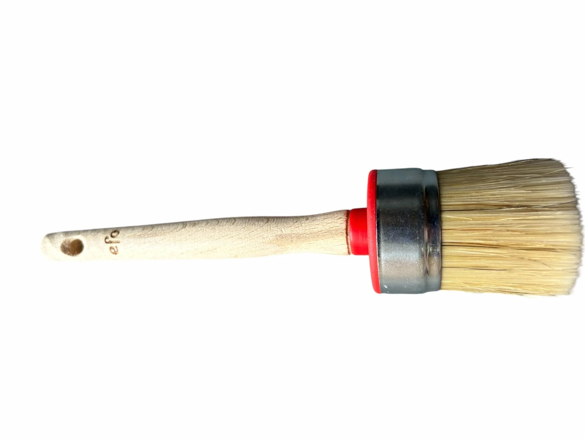 EFO Okrągły pędzel o średnicy 60 mm, z mieszanką naturalnego i syntetycznego włosia, pędzel do mebli, do farb kredowych, wosku, lakieru i oleju, szczotki woskowe do mebli, ergonomiczny drewniany