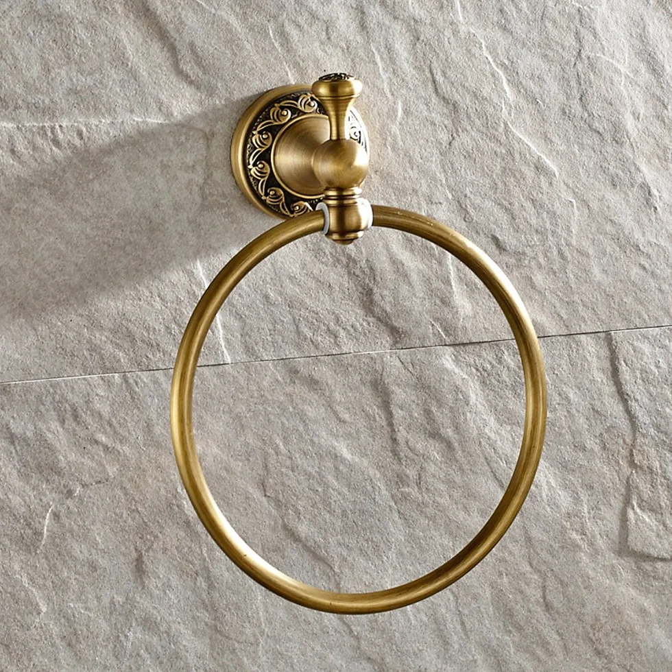 Weare Home Retro solidna miedź, pojedynczy pierścień na ręczniki, wieszak na ręczniki, minimalistyczny, klasyczny z nacięciem, powłoka z brązu, montaż ścienny, trwały, akcesoria łazienkowe, dekoracja