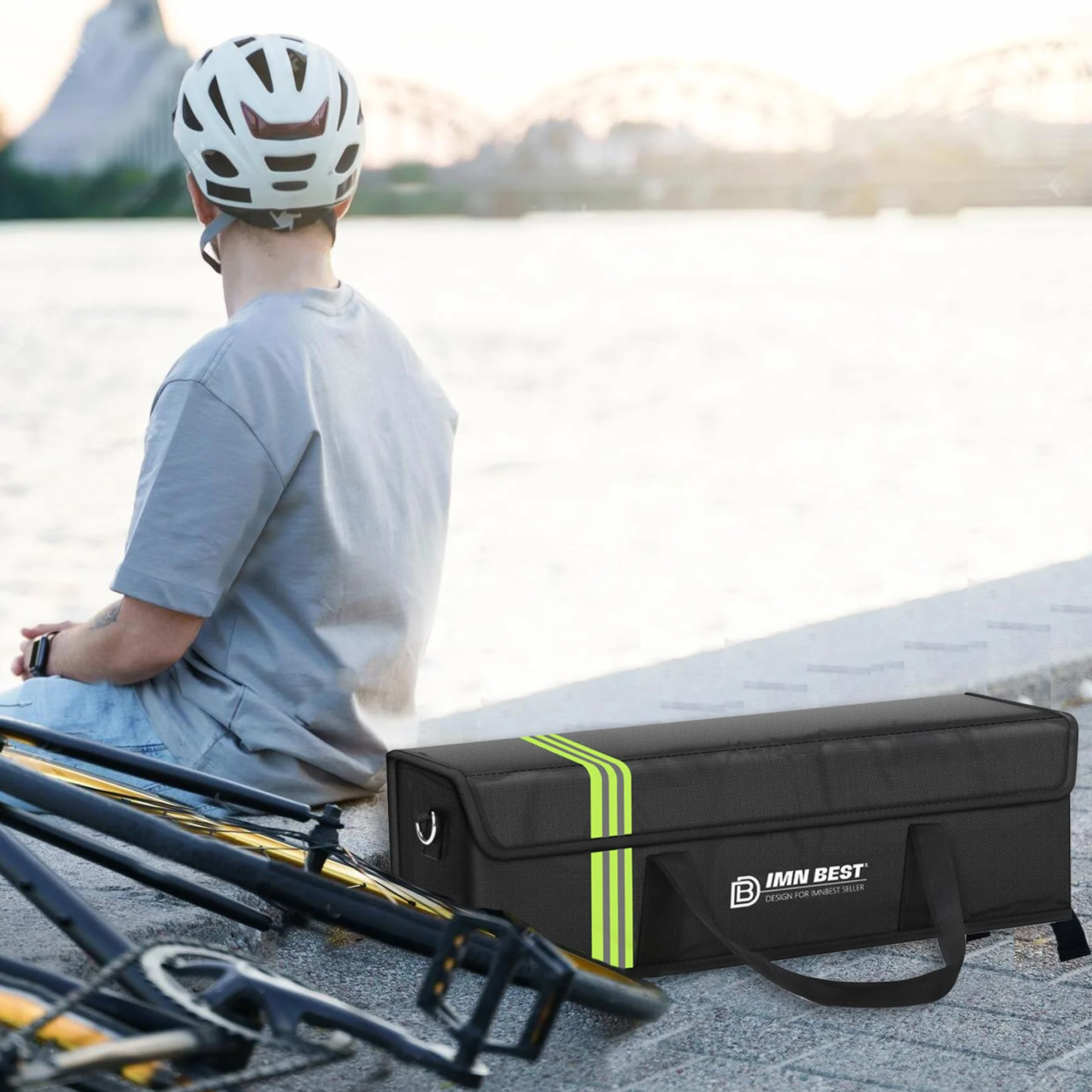 ImnBest Ebike torba na akumulator ognioodporna, wodoszczelna i odporna na wybuchy, do przechowywania, transportu, ładowania, Zawiera żelazo, 50CMB, plecak rowerowy