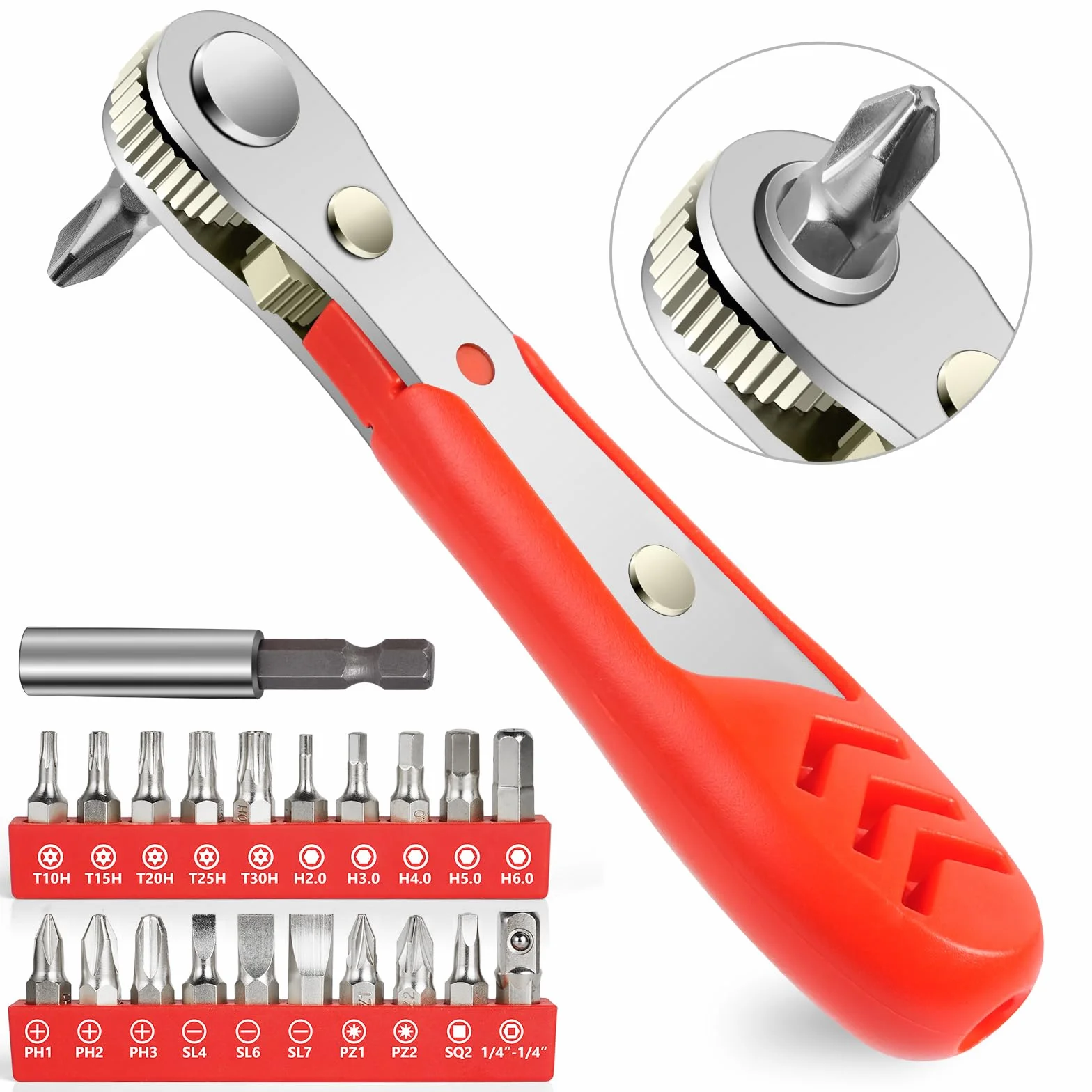 OSDUE Śrubokręt z grzechotką - 110 mm mini klucz grzechotkowy 1/4" magnetyczny śrubokręt z grzechotką podwójny przenośny wielofunkcyjny śrubokręt magnetyczny