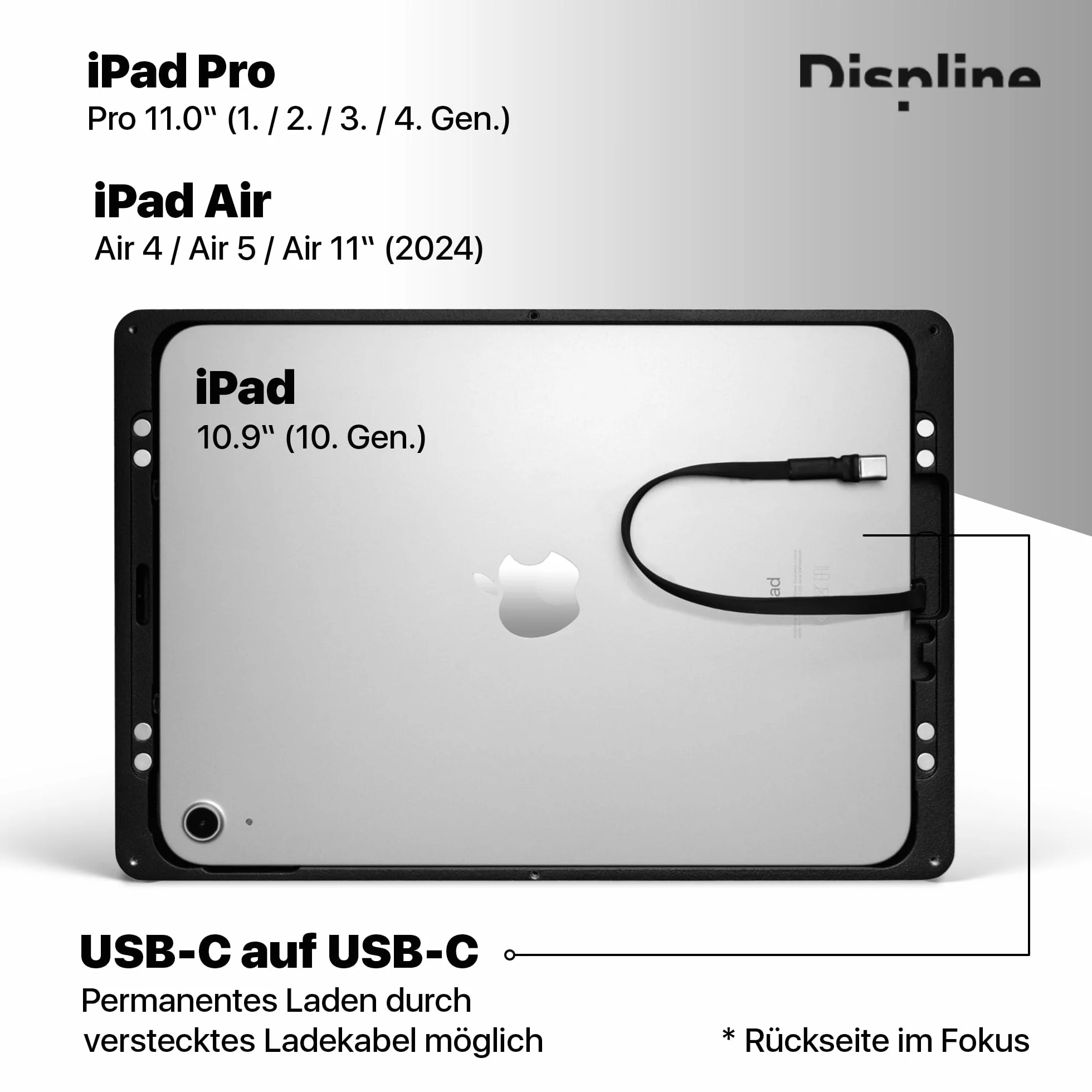 Uchwyt ścienny do iPad 10, 10,9 cala, zabezpieczający przed kradzieżą, czarny