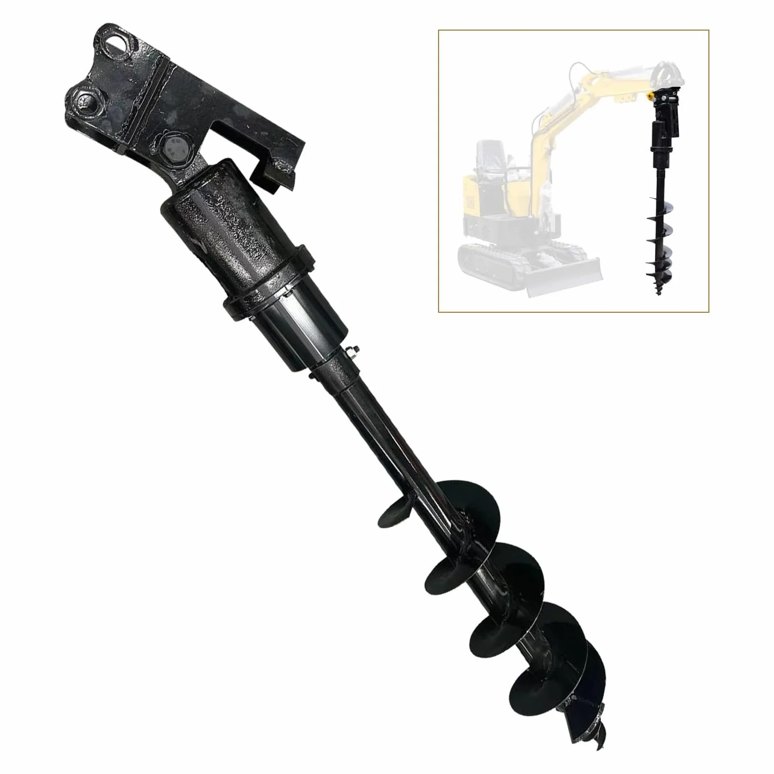 FILFEEL Wiertarka ślimakowa Maszynowa – 200 Mm świder ze Stali Manganowej Świder do Gleby i Piasku – Hydrauliczna Przystawka do Wiercenia Pali o Długości 70 Cm Kompatybilna z Koparkami Kompaktowymi