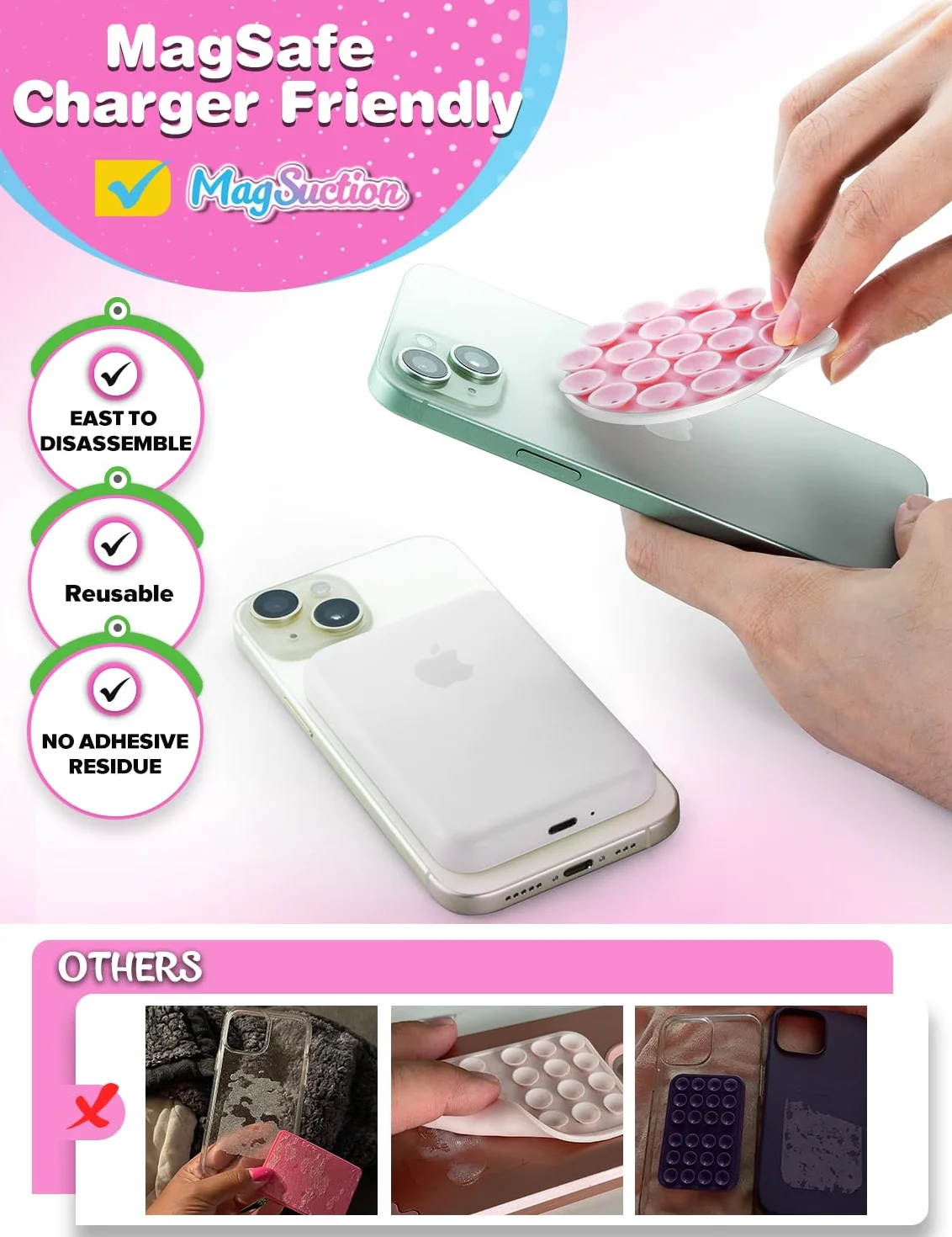 MagSuction Silikonowy Uchwyt Na Telefon Z Przyssawką MagSafe, Antypoślizgowy, Bez Użycia Rąk, Kompatybilny Z iPhonem, Idealny Do Filmów i Selfie TikTok