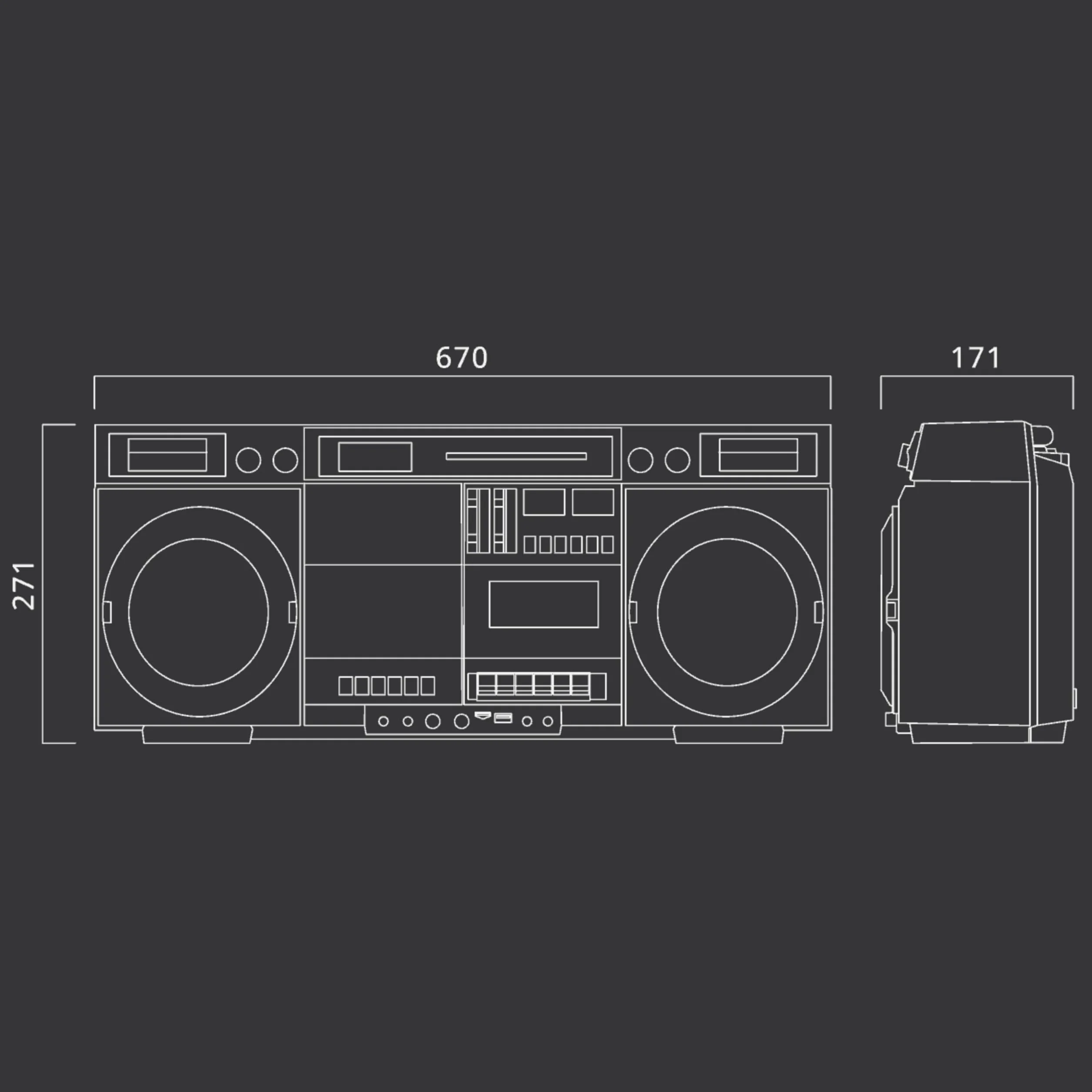 MUSE Boombox Bluetooth Retro z radiem CD magnetofonem 80 W USB Aux micro SD