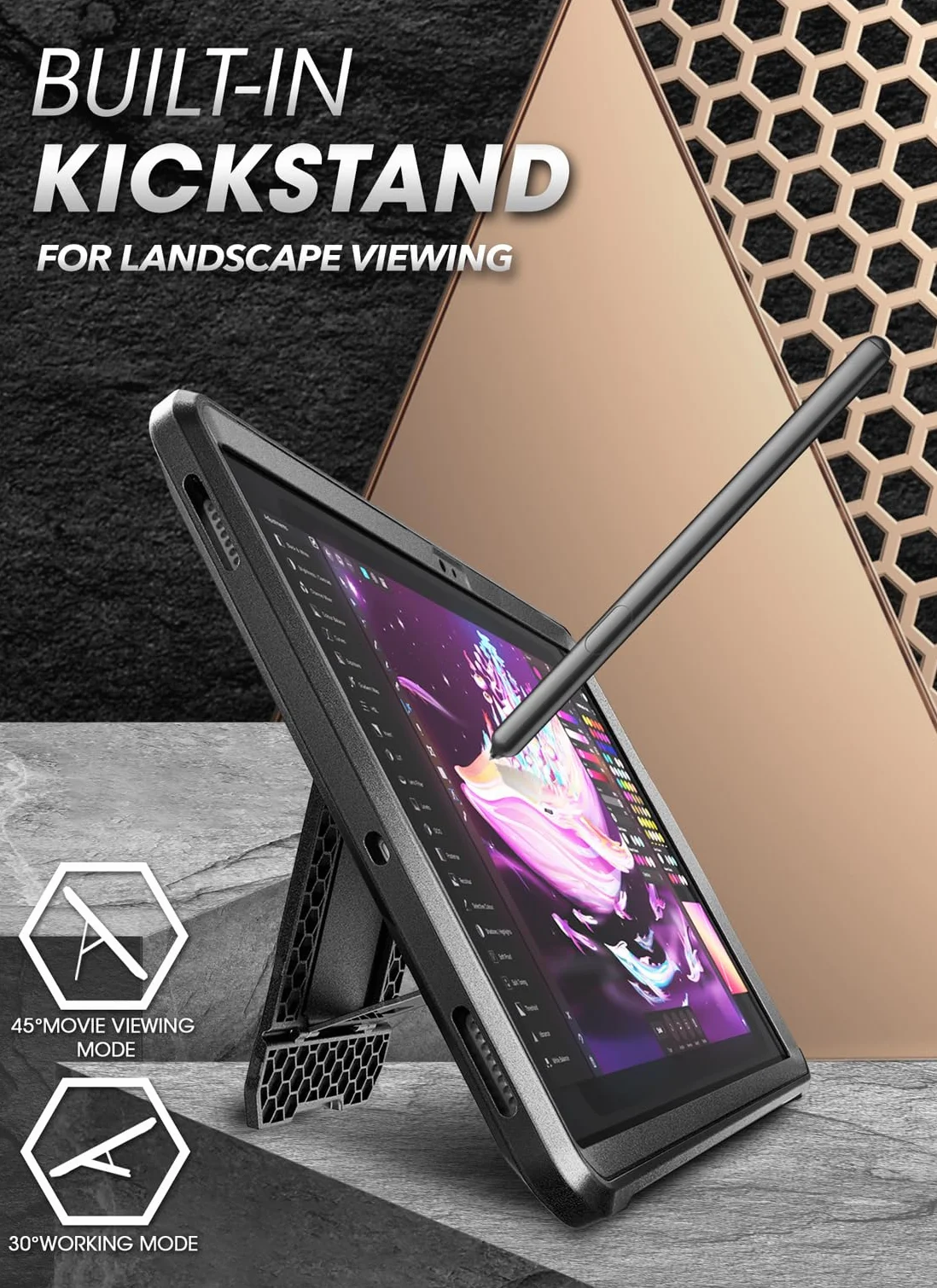 SUPCASE Etui Samsung Galaxy Tab S9 FE Plus 12,4 cala Unicorn Beetle Pro Pełna solidna ochrona czarny