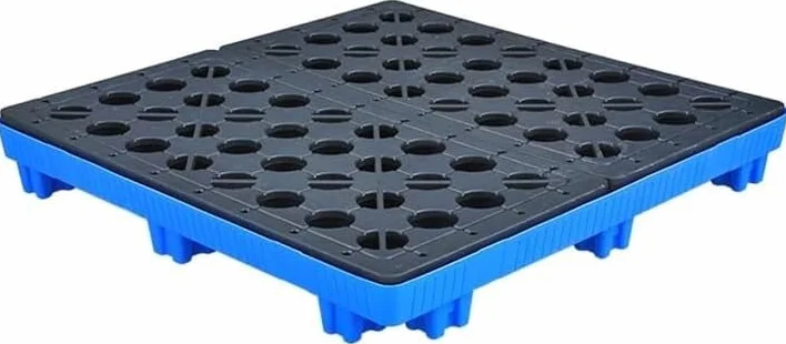 Modułowa paleta do przechowywania bębna olejowego – wytrzymała platforma transportowa do bębnów olejowych/lakierniczych ze zdejmowanym drenażem, organizer – 120 x 120 x 17 cm rozwiązanie przemysłowe