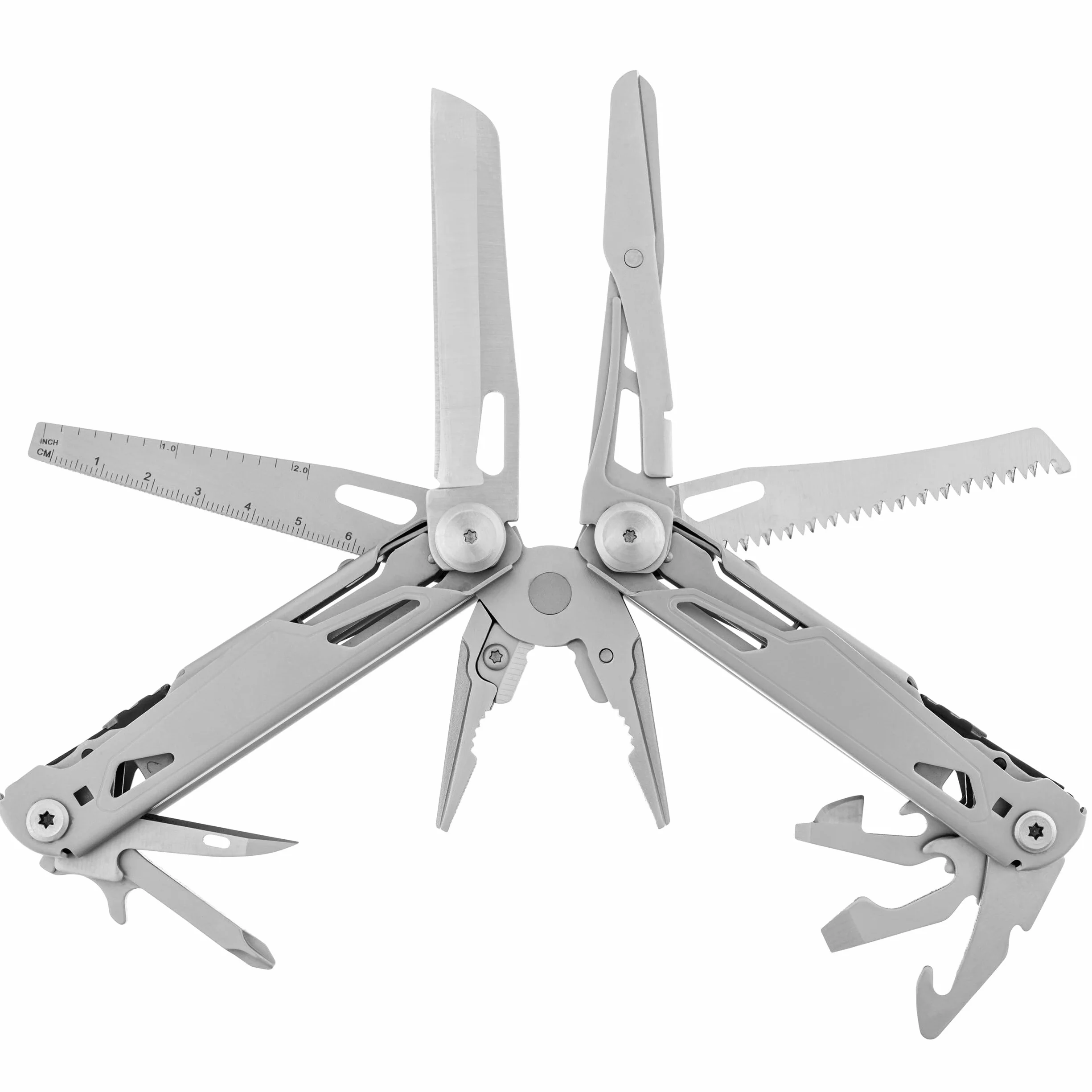 Badger Outdoor Torrent 15w1 Multitool ze stali nierdzewnej - Nóż kieszonkowy składany z pochwą - Wielofunkcyjne narzędzie EDC Prezenty dla mężczyzn - Gadżety campingowe