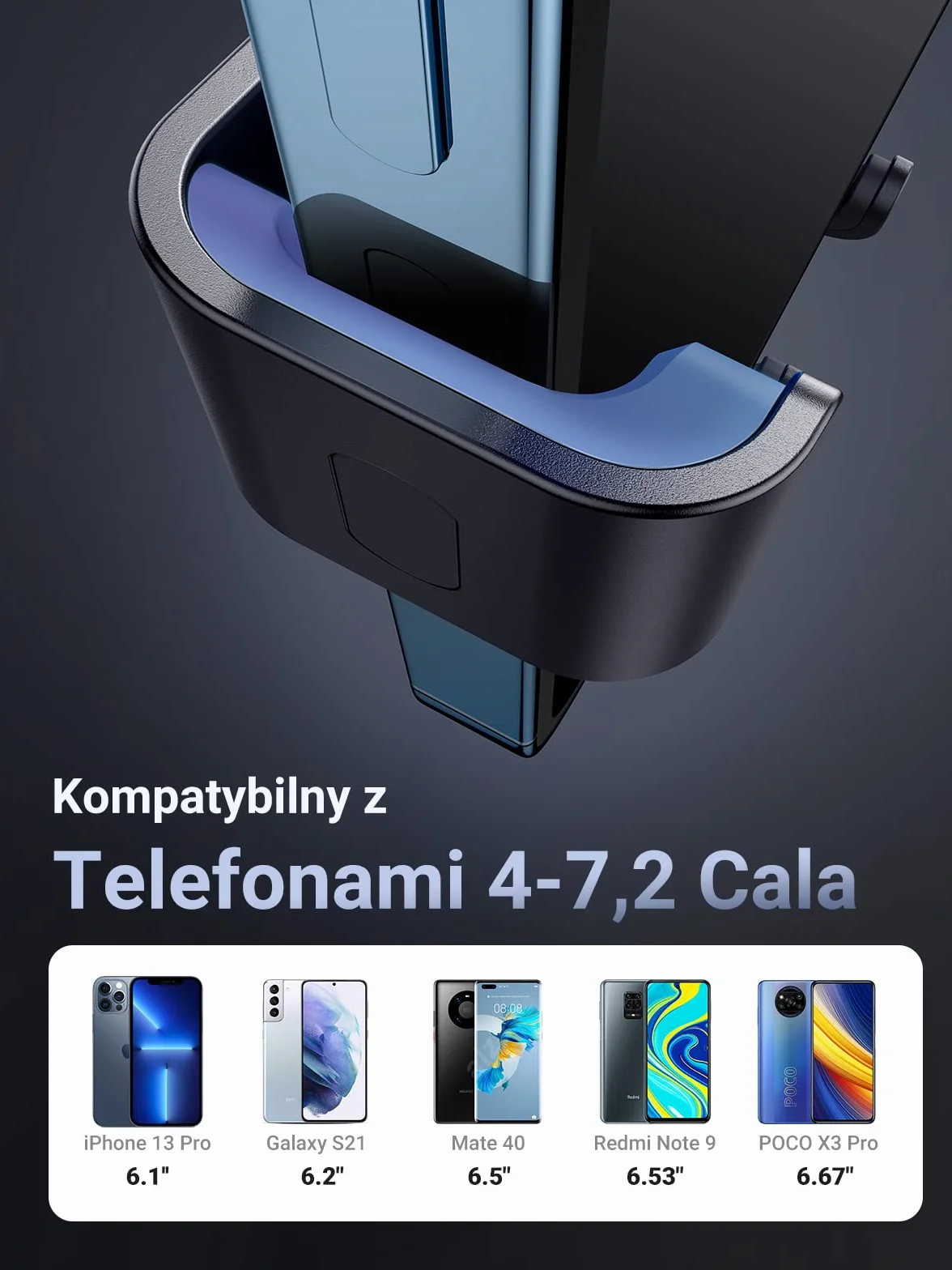 UGREEN Uchwyt na Telefon Samochodowy na Odpowietrznik Kompatybilny z iPhone Galaxy Huawei Xiaomi (Srebrny)