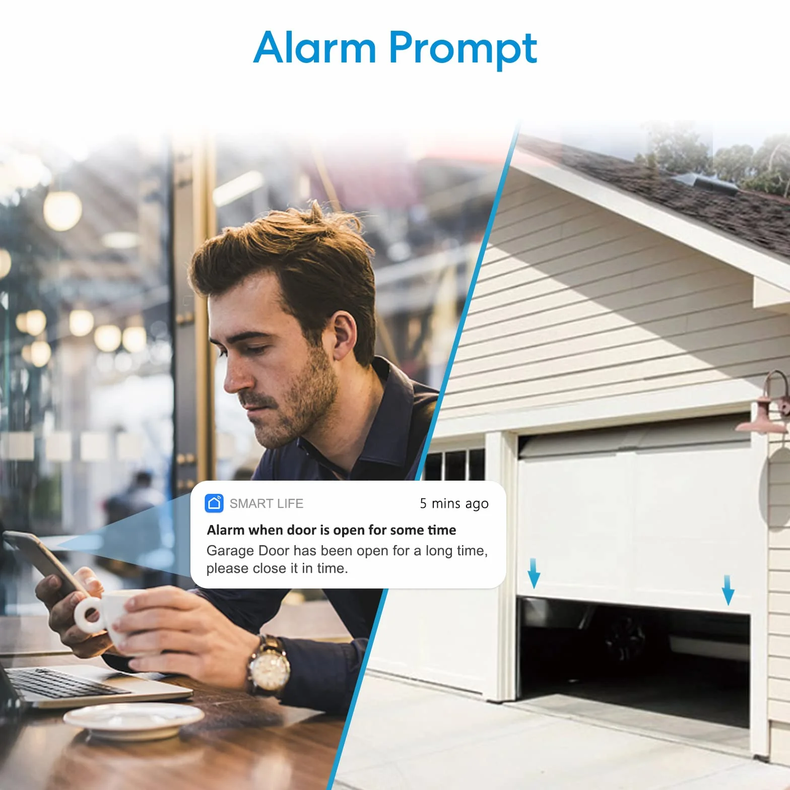LoraTap Otwieracz do drzwi garażowych WiFi z pilotem RF, inteligentna otwieracz drzwi z bezprzewodowymi czujnikami drzwi, sterowanie aplikacją Smart Life, kompatybilny z Alexa i Google Assistant