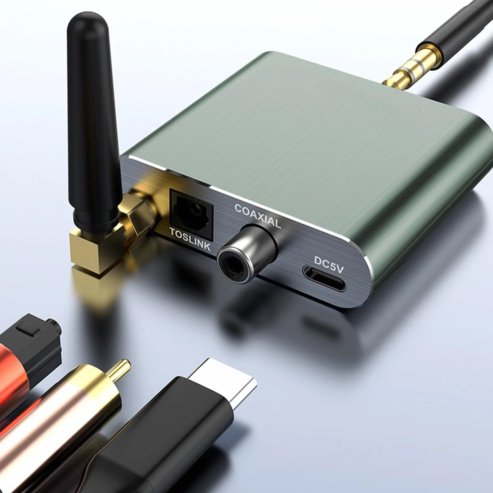 Odbiornik Bluetooth 5.2 Adapter Audio HiFi z APTX Niskie Opóźnienie Dalekiego Zasięgu Optyczne Koncentryczne AUX