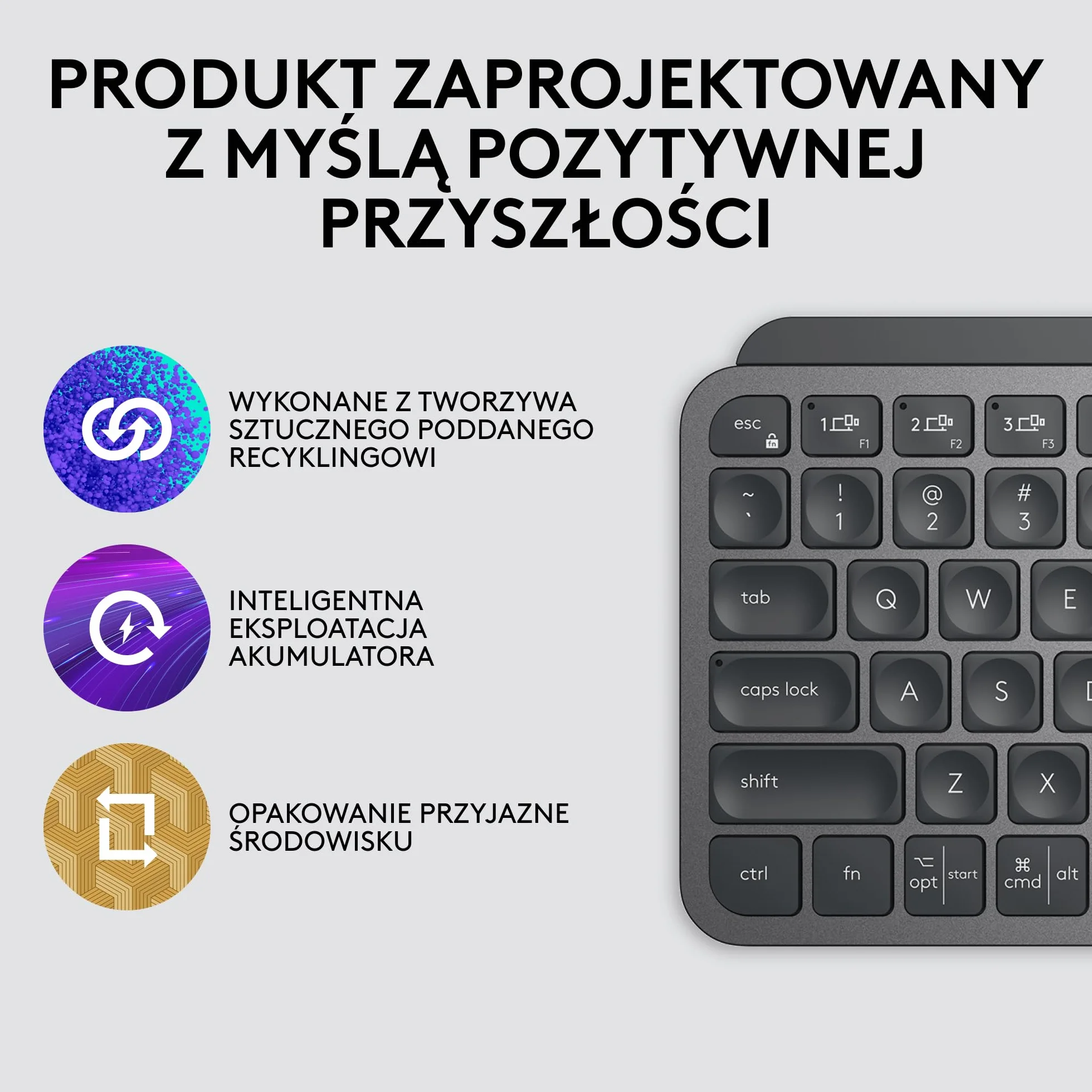 Logitech MX Keys Mini Bezprzewodowa Podświetlana Klawiatura, Kompaktowa, Bluetooth, USB-C, Metalowa Konstrukcja, QWERTY US Intl