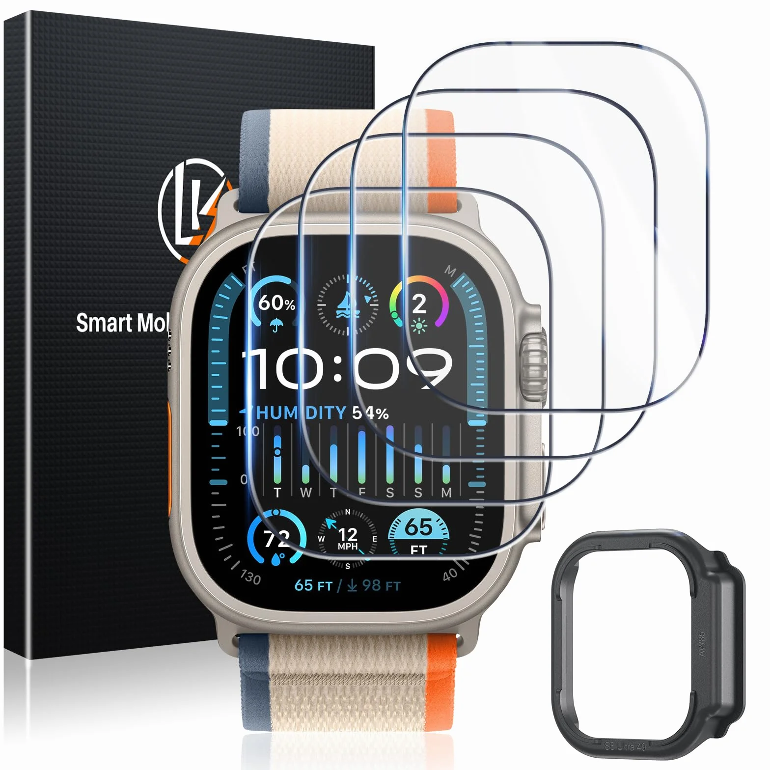 LK [4 szt.] Ochraniacz Ekranu do Apple Watch Ultra 2/49mm - Folia 9H odporna na uderzenia (testy wojskowe), Ultracienka, Antyzarysowaniowa, Pełna przejrzystość