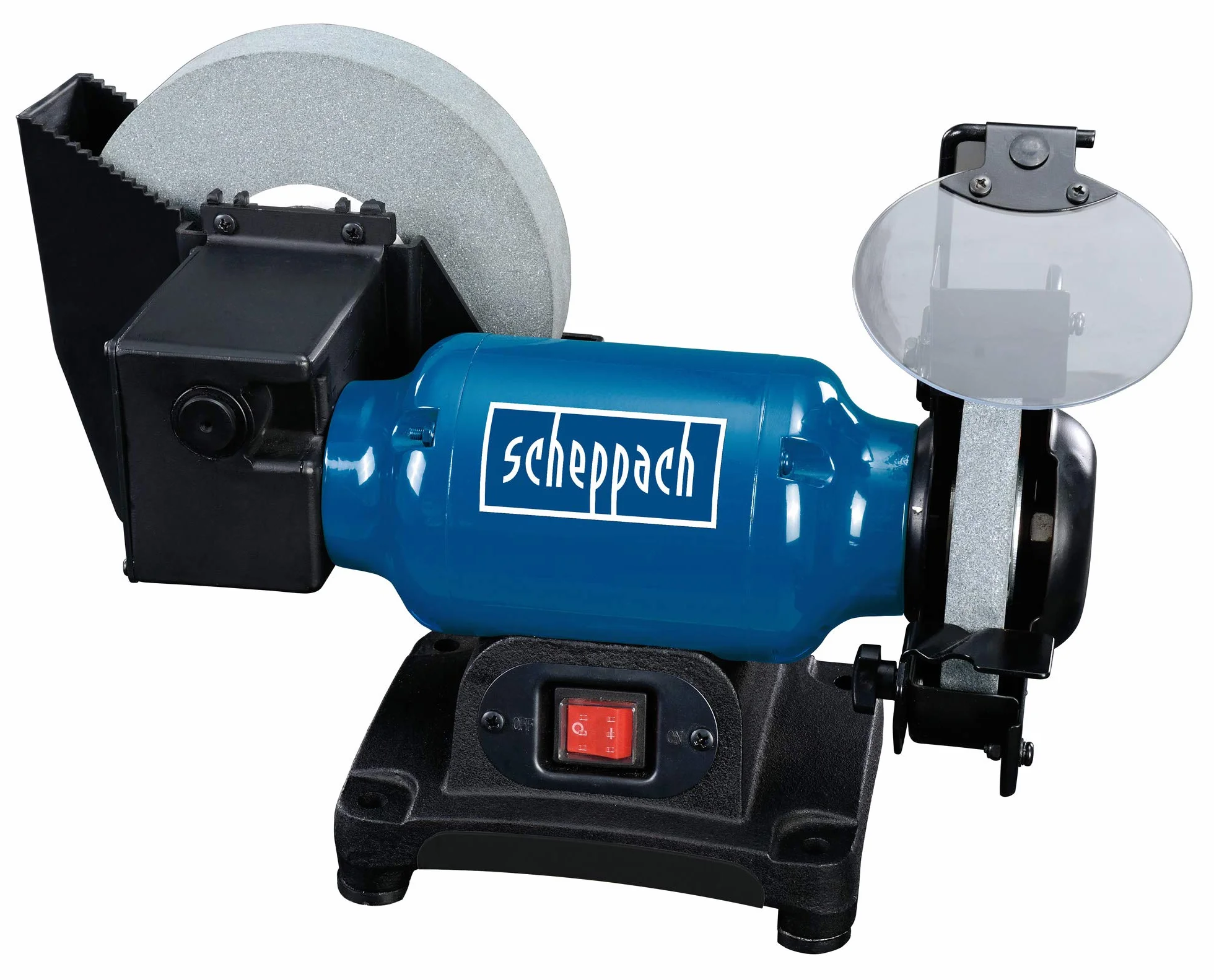 Scheppach 5903105903 szlifierka do pracy na mokro i na sucho, BG200W, 250 W, 230 V, niebiesko-srebrno-czarna