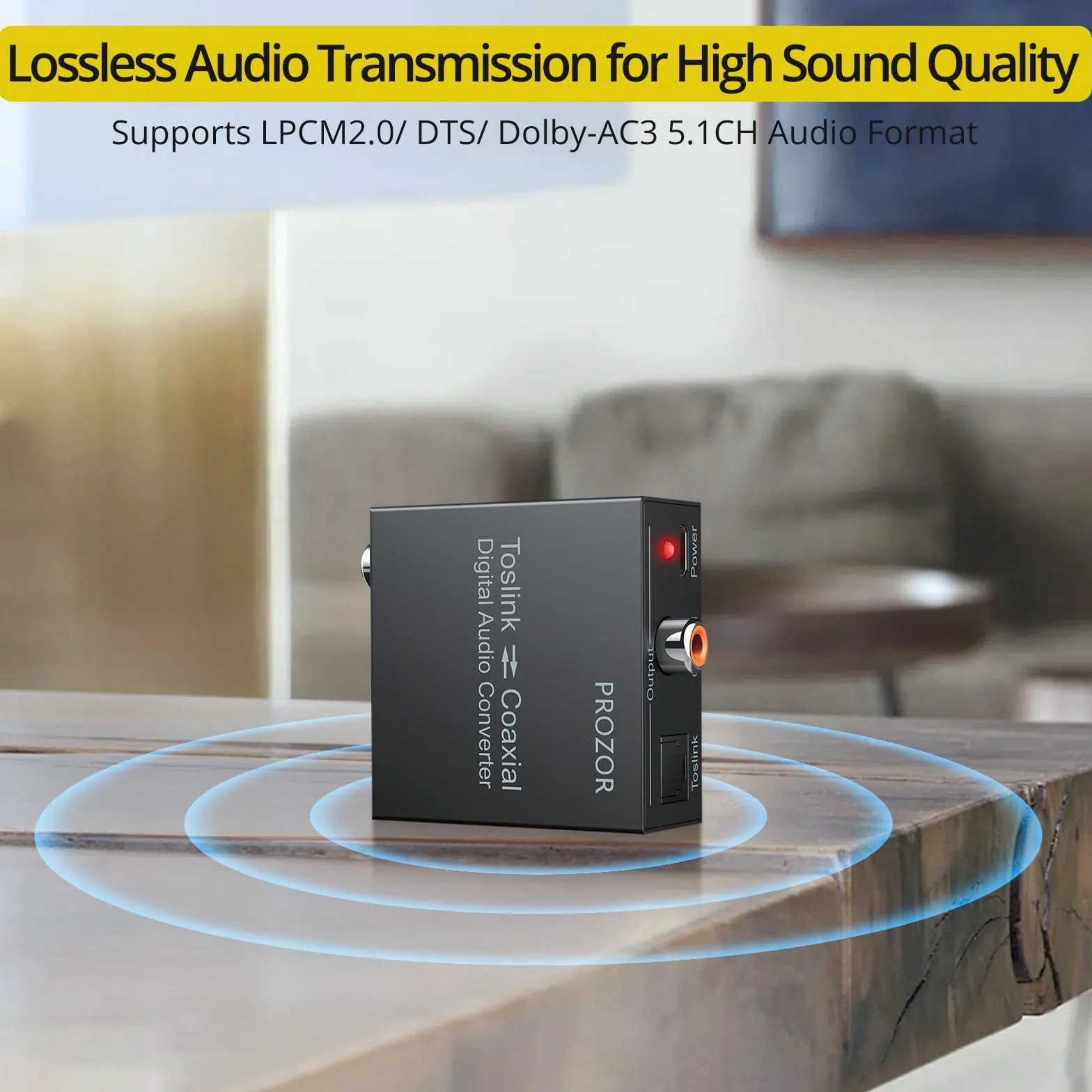 PROZOR Cyfrowy konwerter audio SPDIF Toslink DTS/Dolby-AC3 192 kHz dwukierunkowy rozdzielacz z kablem optycznym