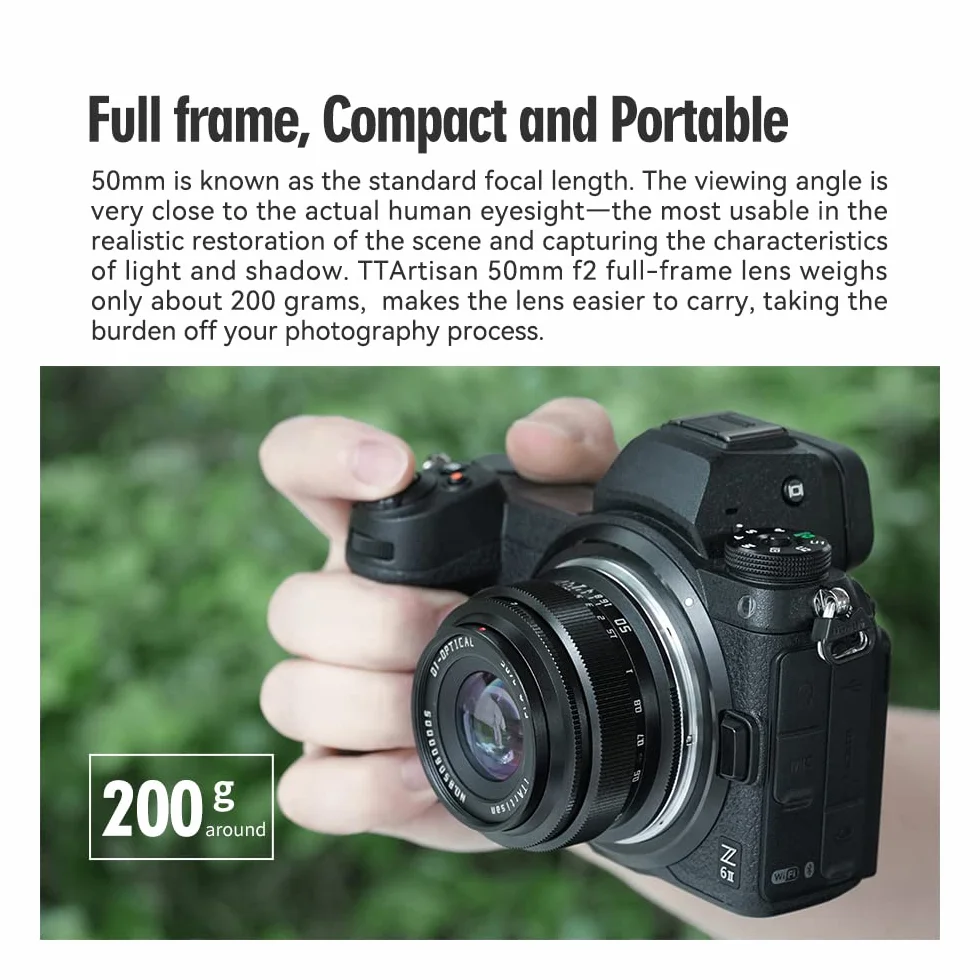 TTArtisan 50 mm F2 pełnoklatkowy ręczny obiektyw aparatu kompaktowa konstrukcja lekka standardowa ogniskowa obiektyw aparatu do montażu Sony E