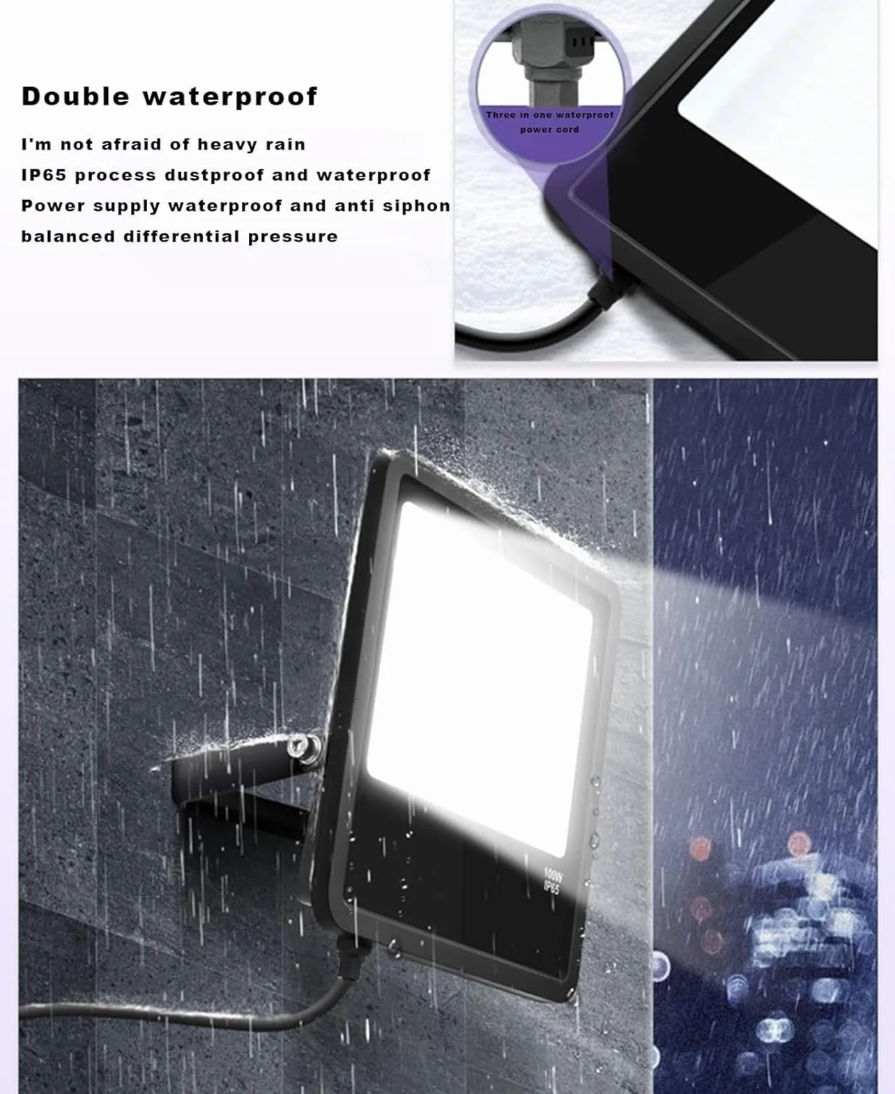 lampy solarne， Lampa robocza LED IP65, zewnętrzne oświetlenie punktowe ścienne, idealny wybór do garaży, tarasów i dachów(6500k,30W)