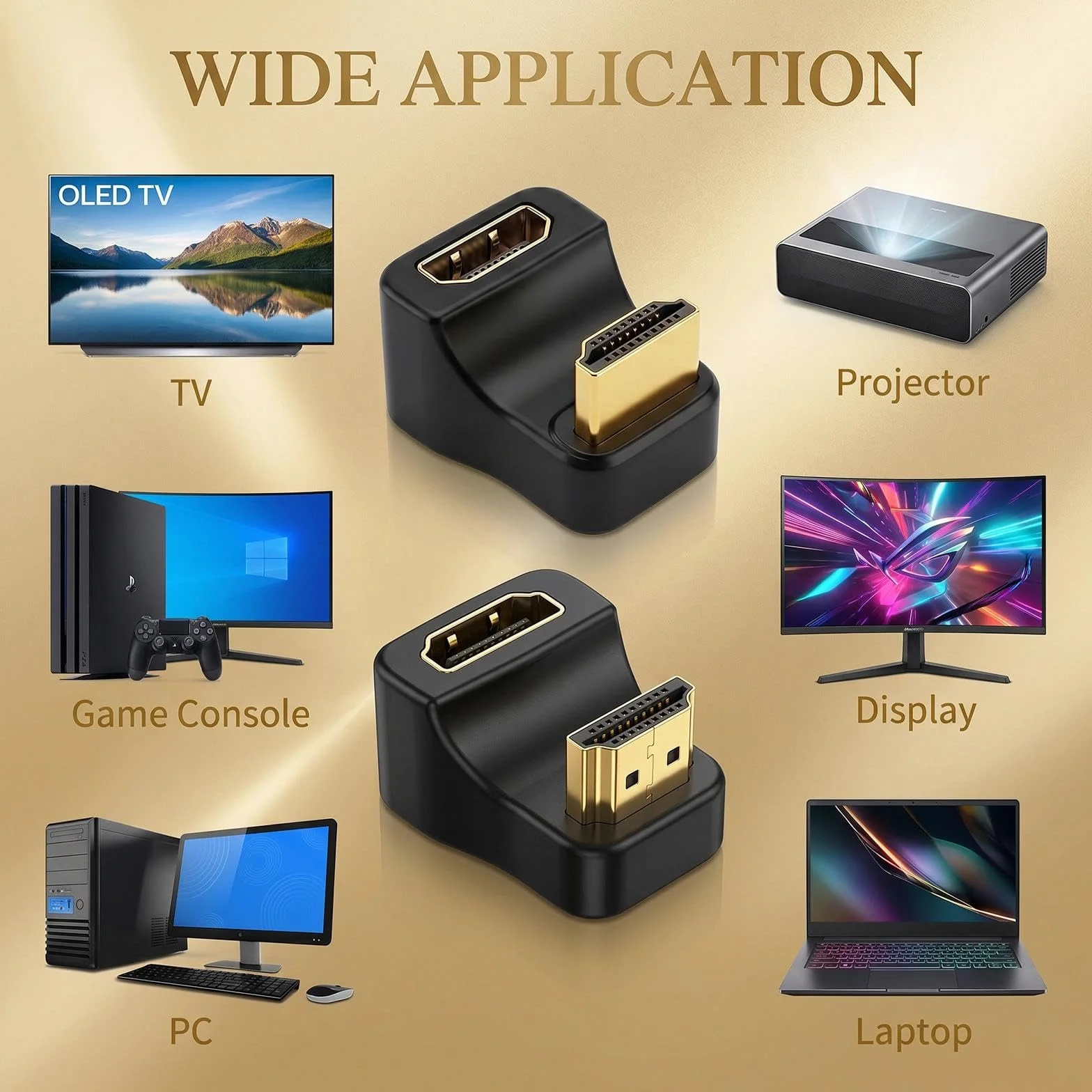 HENGBIRD Adapter HDMI 360° zestaw 2 szt. kątowy HDMI 2.1 8K 60 Hz 48 Gb/s 90 stopni 180°