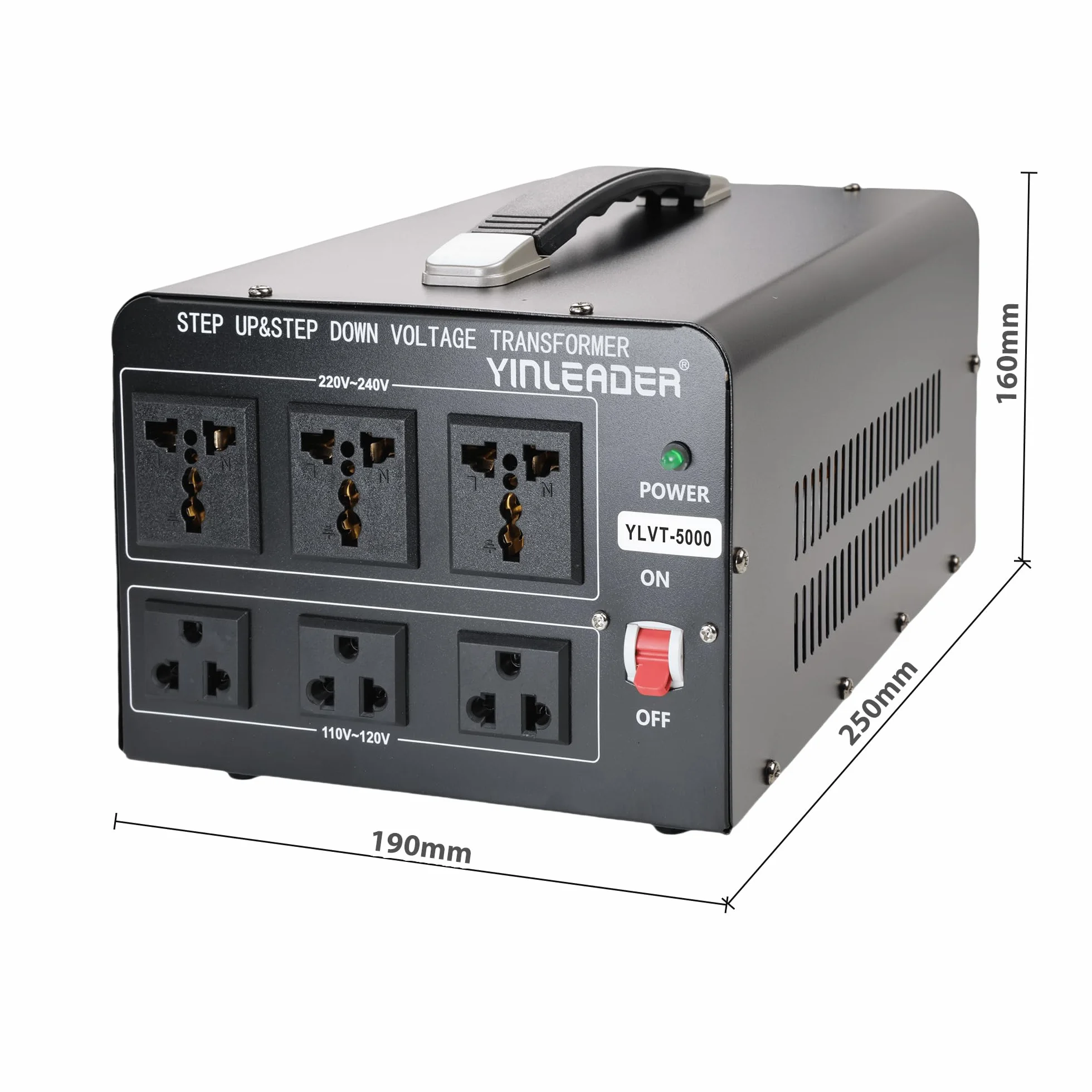 Yinleader Przetwornik napięcia 5000 VA 110 V 220 V Transformator toroidalny