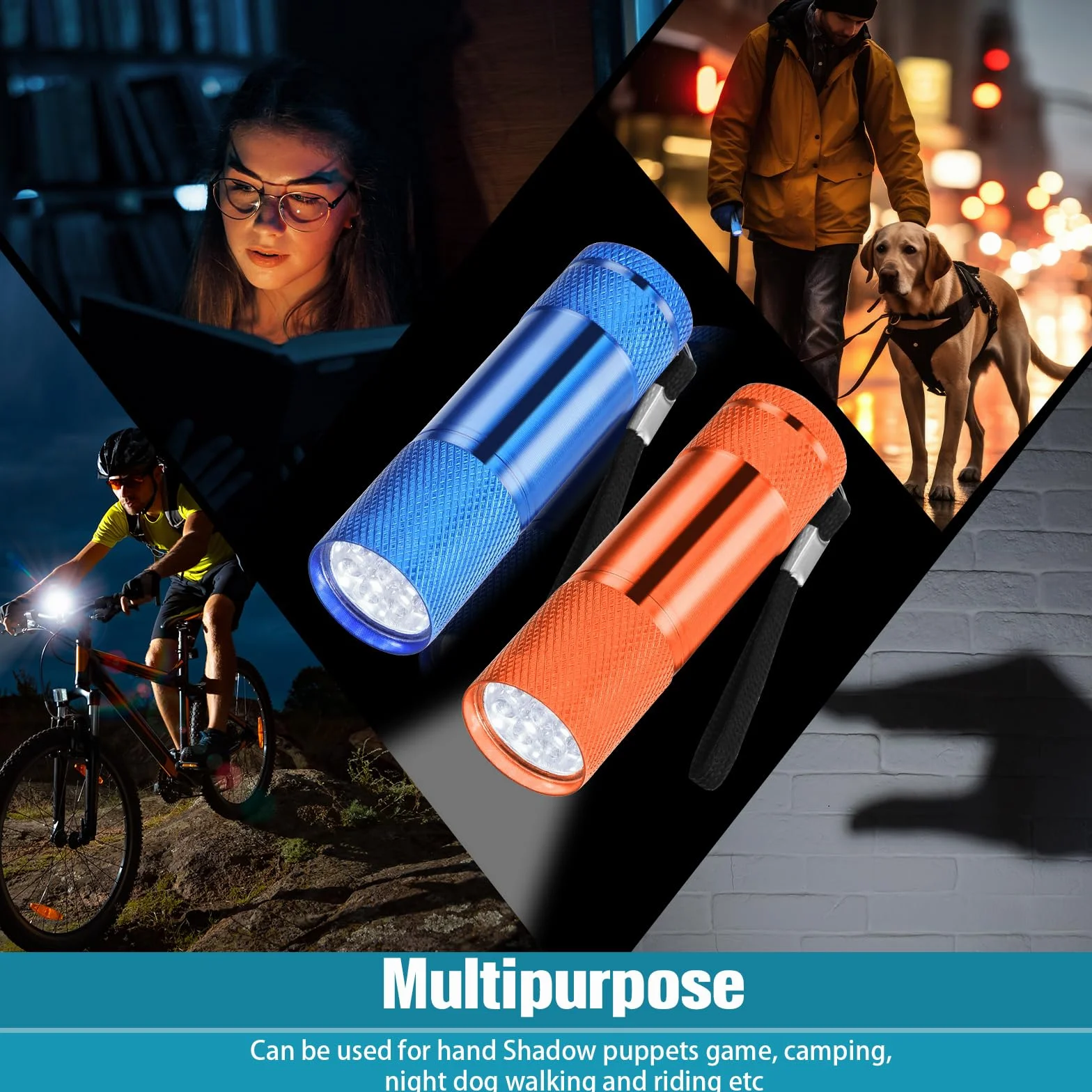 VIHOSE Mini latarki luzem, jasna, aluminiowa ręczna lampa błyskowa ze smyczą, małe latarki LED do nocnego czytania dla dzieci, awaryjne, huragan, kemping, wędrówki, baterie nie są dołączone (urocze)