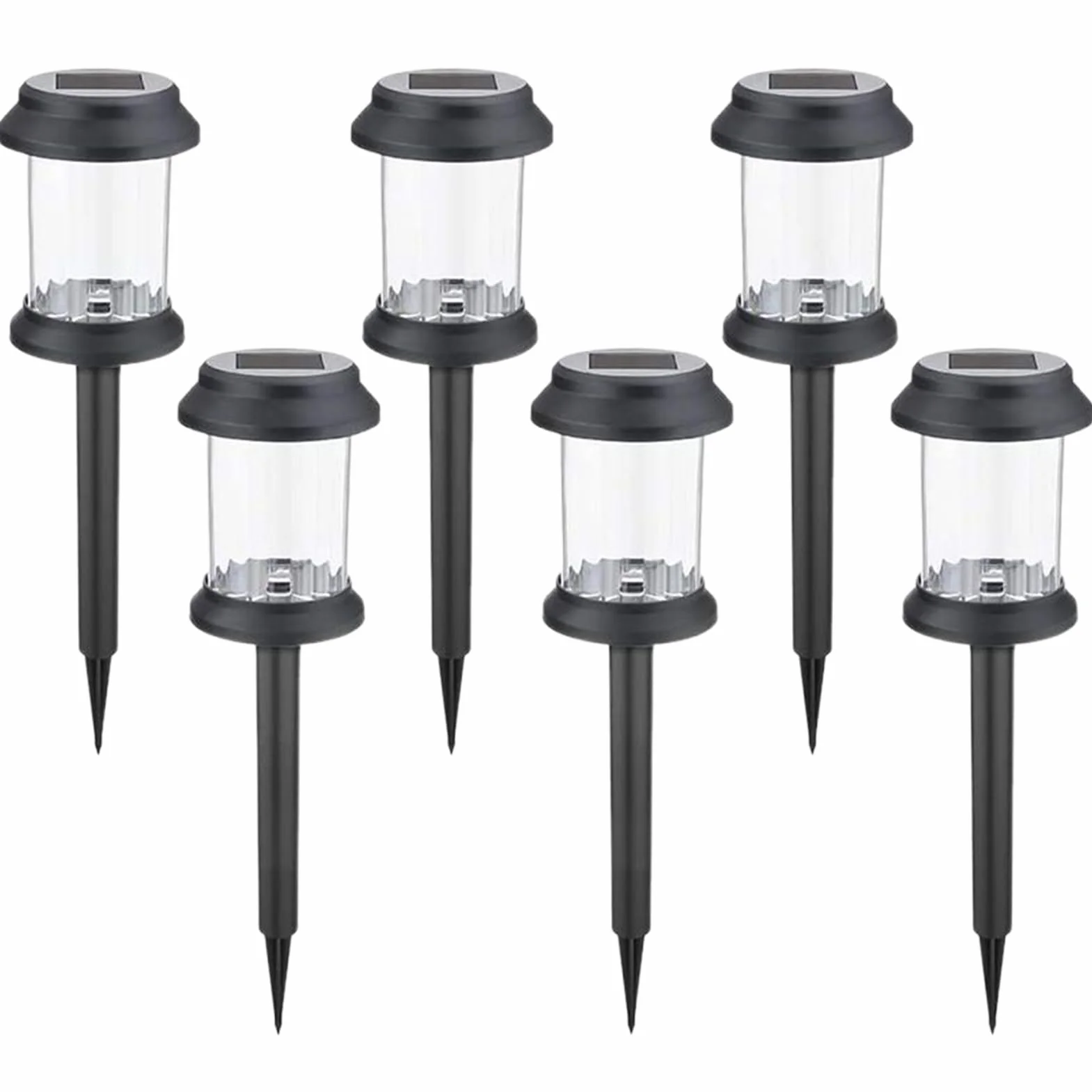 Lampy solarne ścieżkowe Zestaw 6 sztuk wodoodpornych lamp dekoracyjnych LED | Solarne lampy ogrodowe zewnętrzne balkon, park, trawnik, tereny, dziedziniec, patio, rabaty kwiatowe