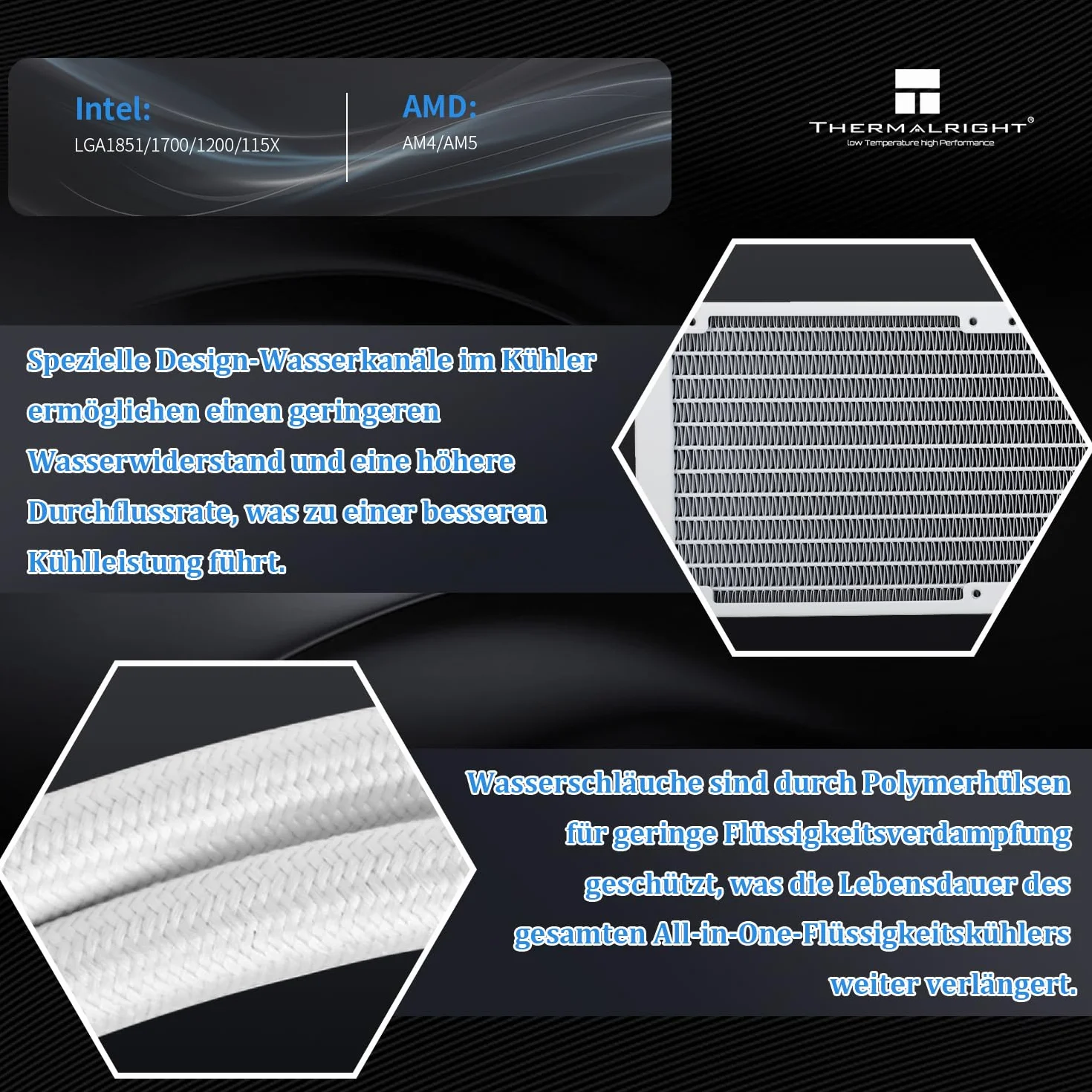 Thermalright Aqua Elite 360 White V3 Chłodzenie procesora w płynie 360 rzędów, 3 wentylatory PWM 120 mm, łożyska S-FDB, do AM4/AM5, Intel LGA1150/1151/1155/1156/1200/2011/1700,