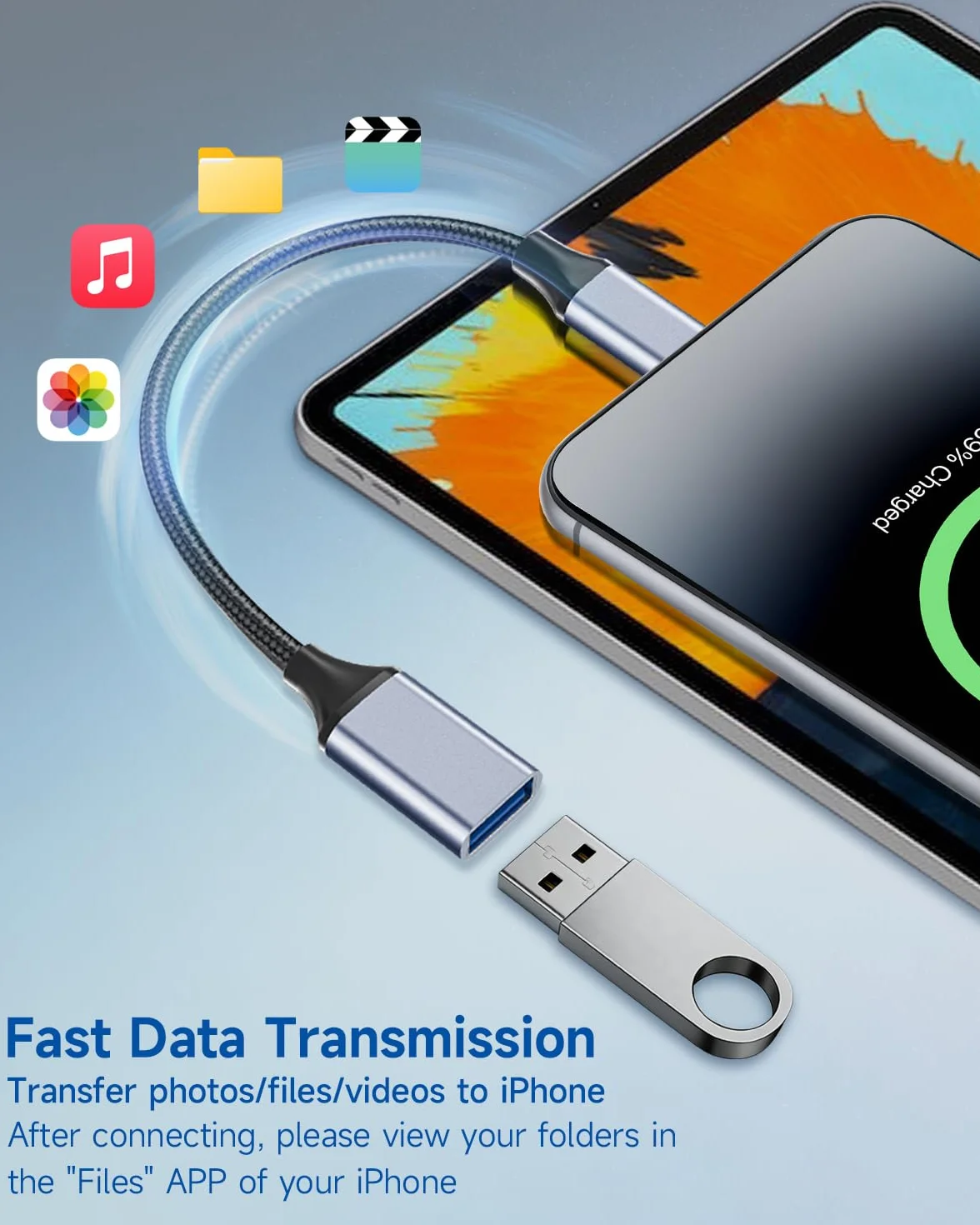 Adapter USB na Lightning do iPhone 14 13 12 11 Pro Max XS XR 8 7 Plus iPad OTG