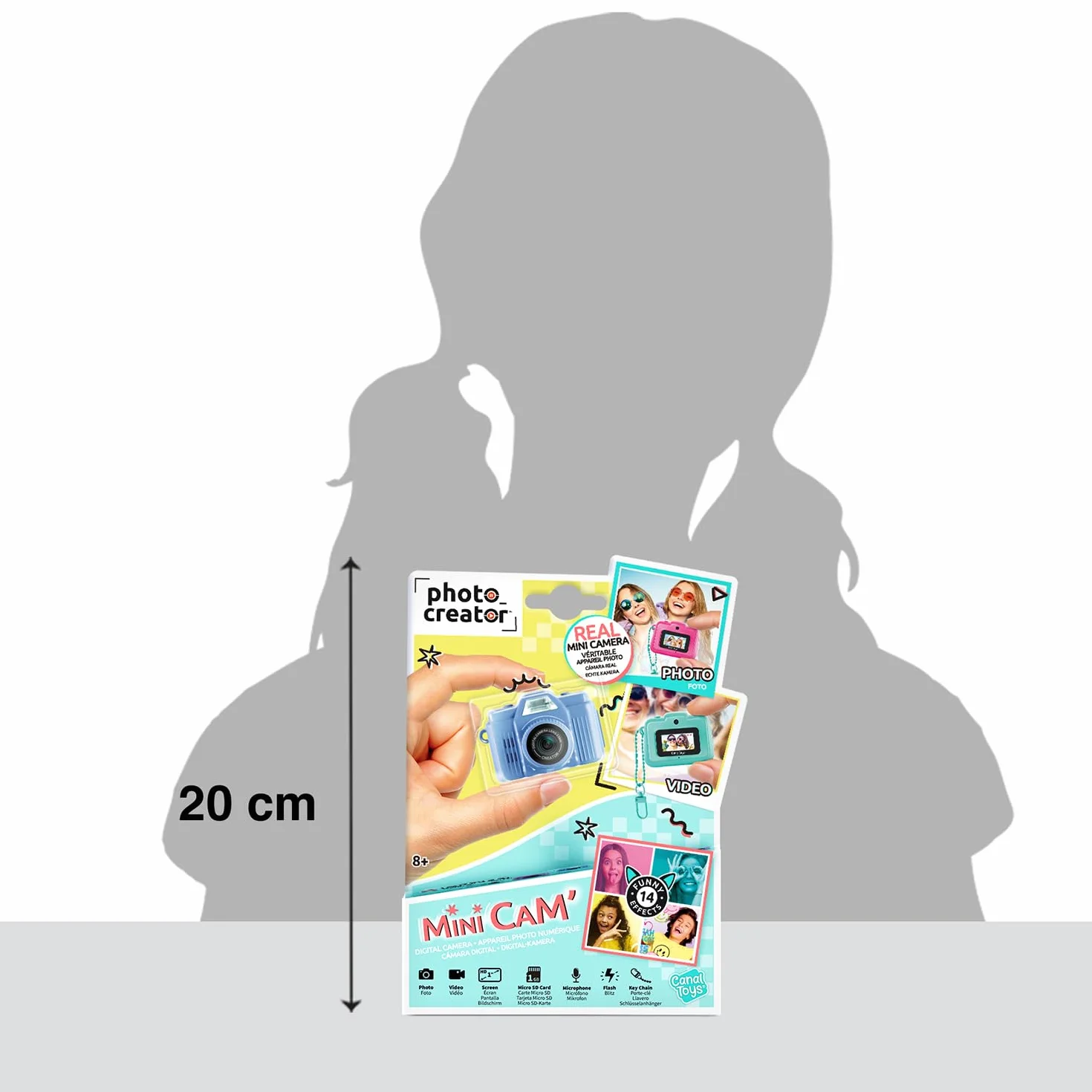 Canal Toys Twórca zdjęć - Cyfrowy aparat fotograficzny i wideo Mini Cam' - Retro - z uchwytem na klucze i kartą SD 1 GB w zestawie - CLK 059