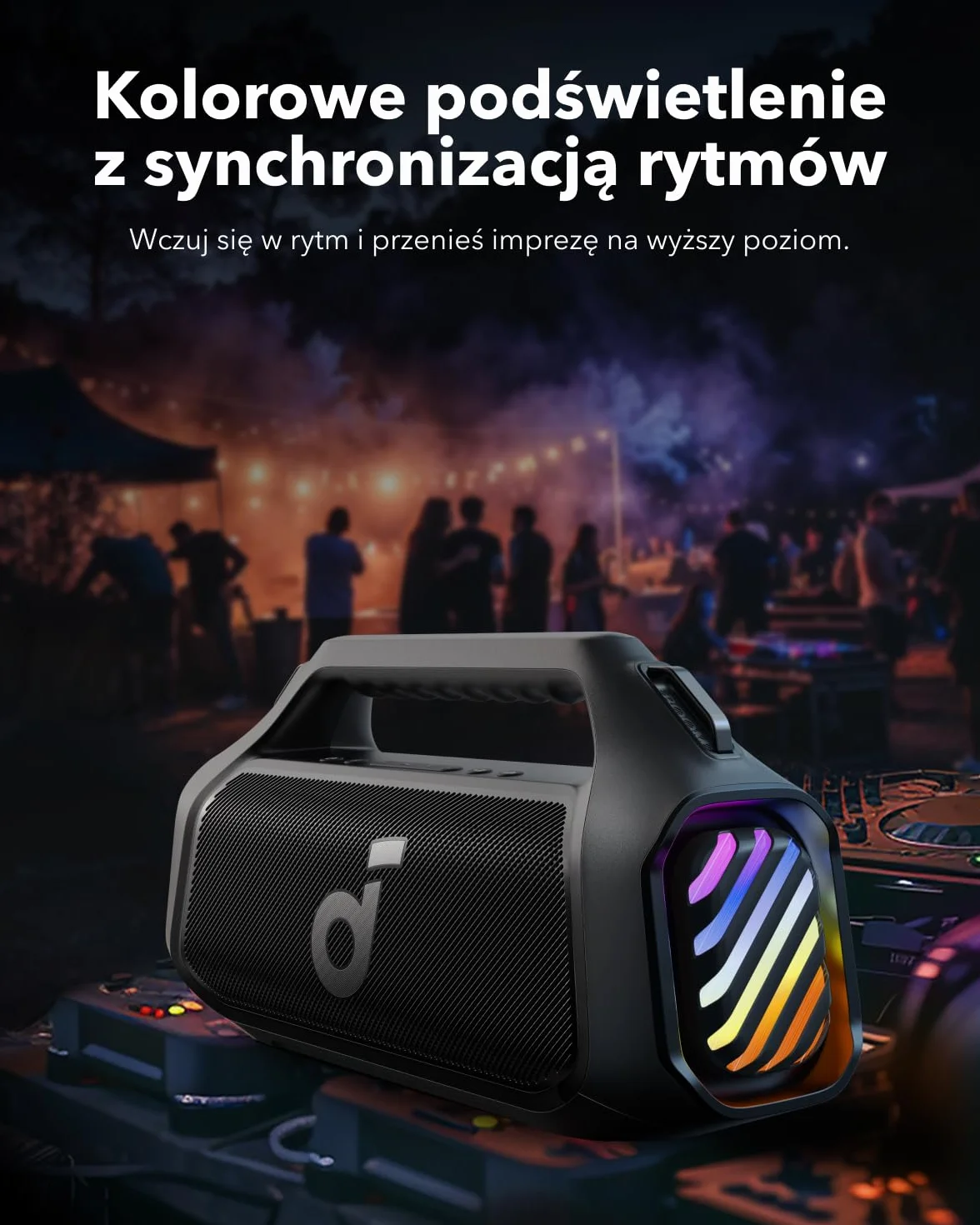 soundcore Anker Głośnik outdoorowy Boom 2 Plus 140W BassUp 2.0 szybkie ładowanie 30W wodoodporność IPX7 Czarny