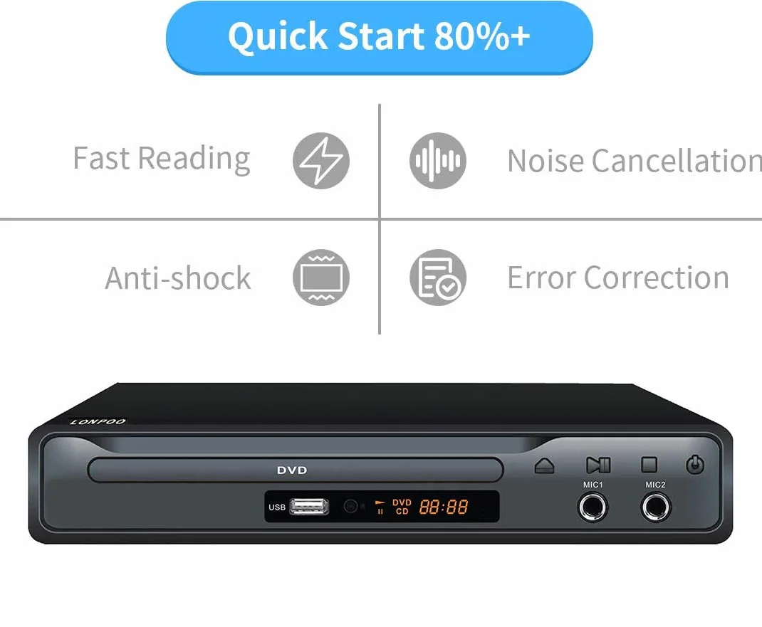 Odtwarzacz DVD LP-077 z HDMI AV Scart USB, metalowa obudowa
