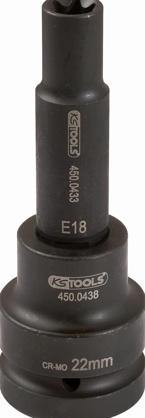 KS Tools 450.0451 Gniazdo silowe bitów dla srub Torx-E,dlugie, E18, 3/4"