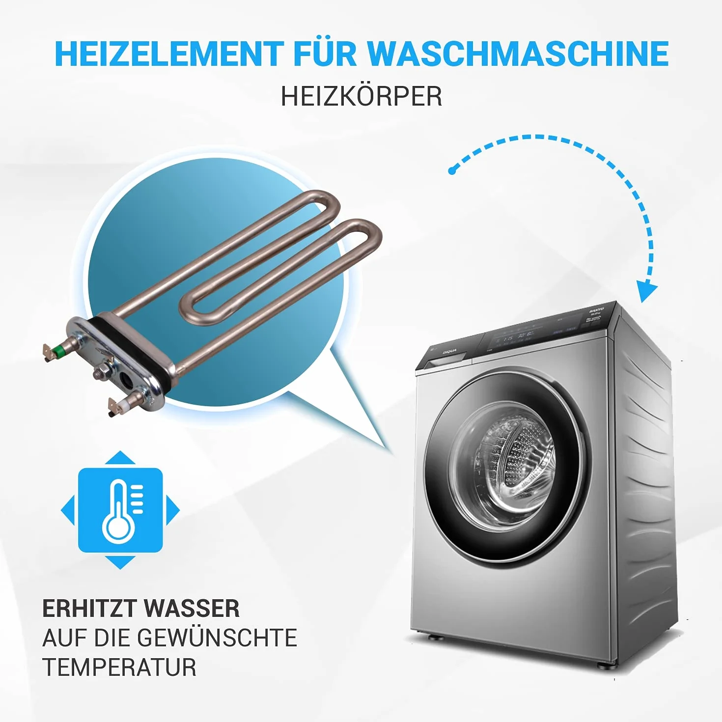 VIOKS Element grzewczy 2000W 230V Zamiennik dla grzałki do pralki Bosch 12024403 & IRCA 6099749R - Grzałka do pralki Bosch Neff Siemens