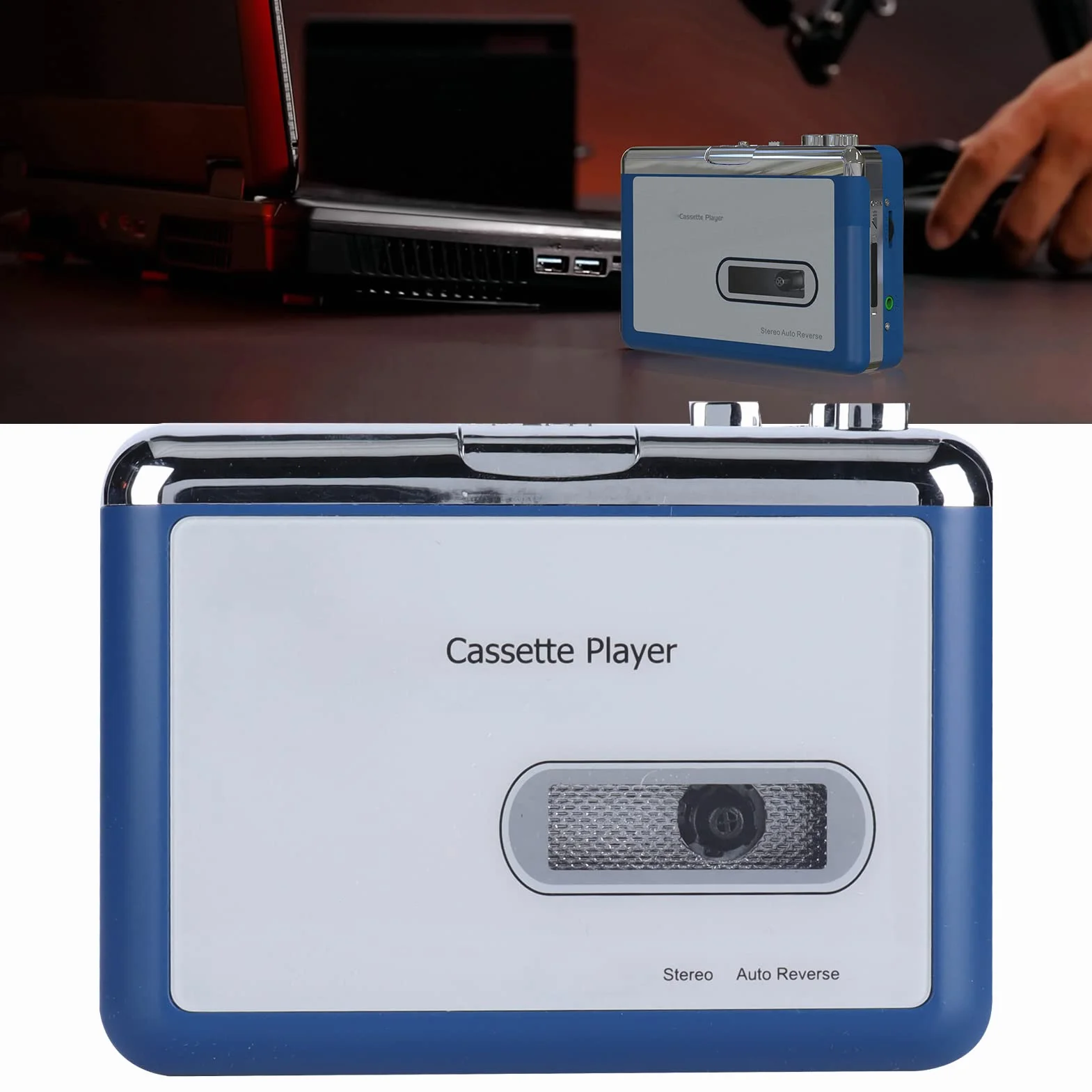Fdit Bluetooth Cassette Player, Auto Reverse Tape Player z Bezprzewodowym Strumieniowaniem Dźwięku do Słuchania Muzyki i Odtwarzanie Audio