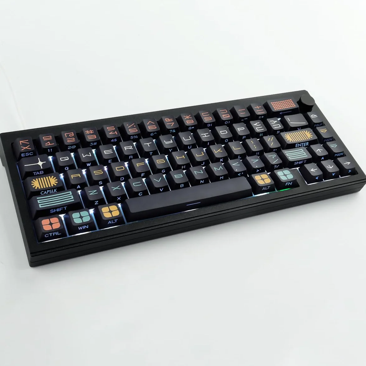 PBT Custom Black Expo Keycaps 131 klawiszy grawerowane z boku przezroczyste profil wiśniowy sublimacja barwnika do klawiatury mechanicznej Cherry MX ANSI ISO