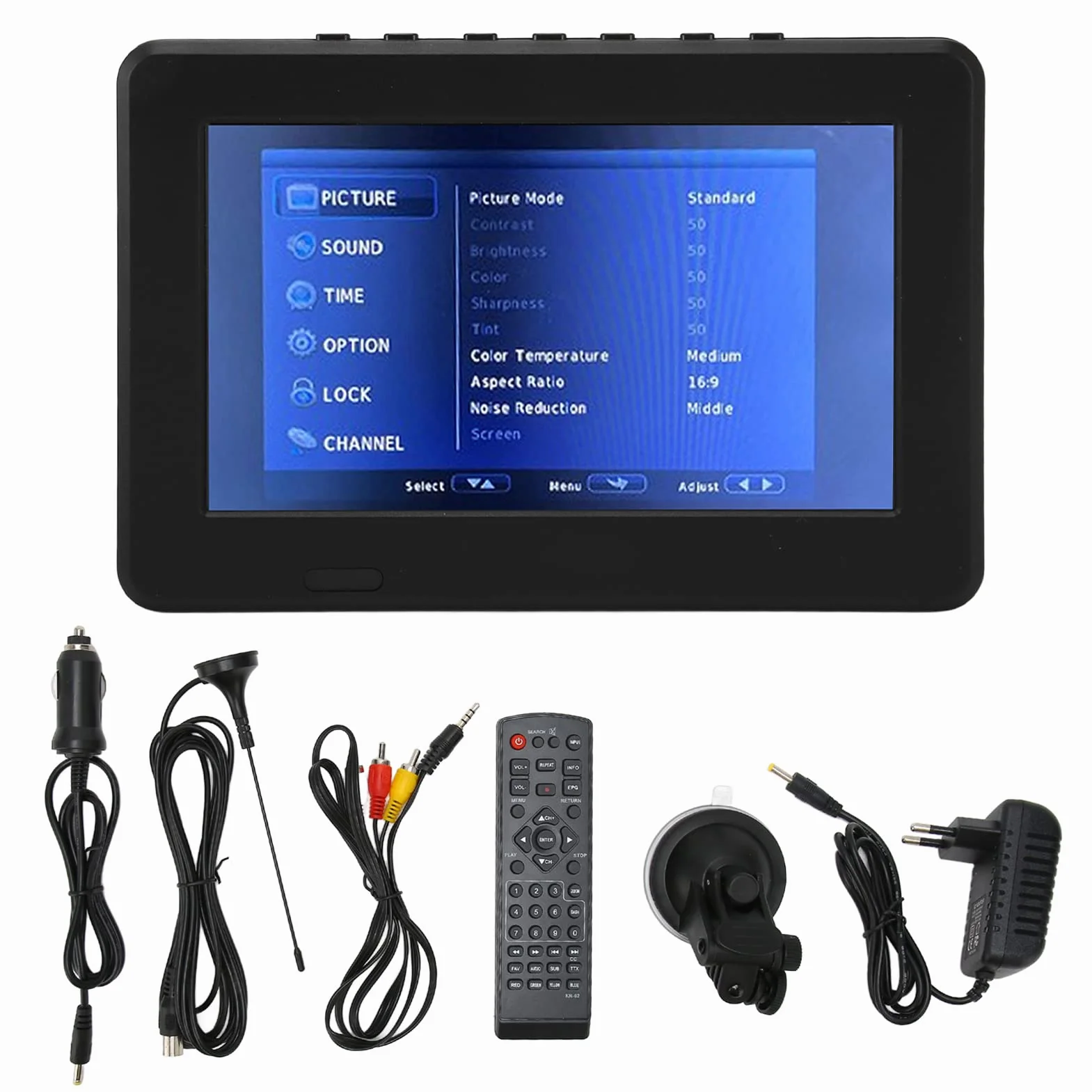 Przenośny Telewizor Cyfrowy 7-calowy LED z baterią litową 1500 mAh, Obsługa DVB-T i ATV